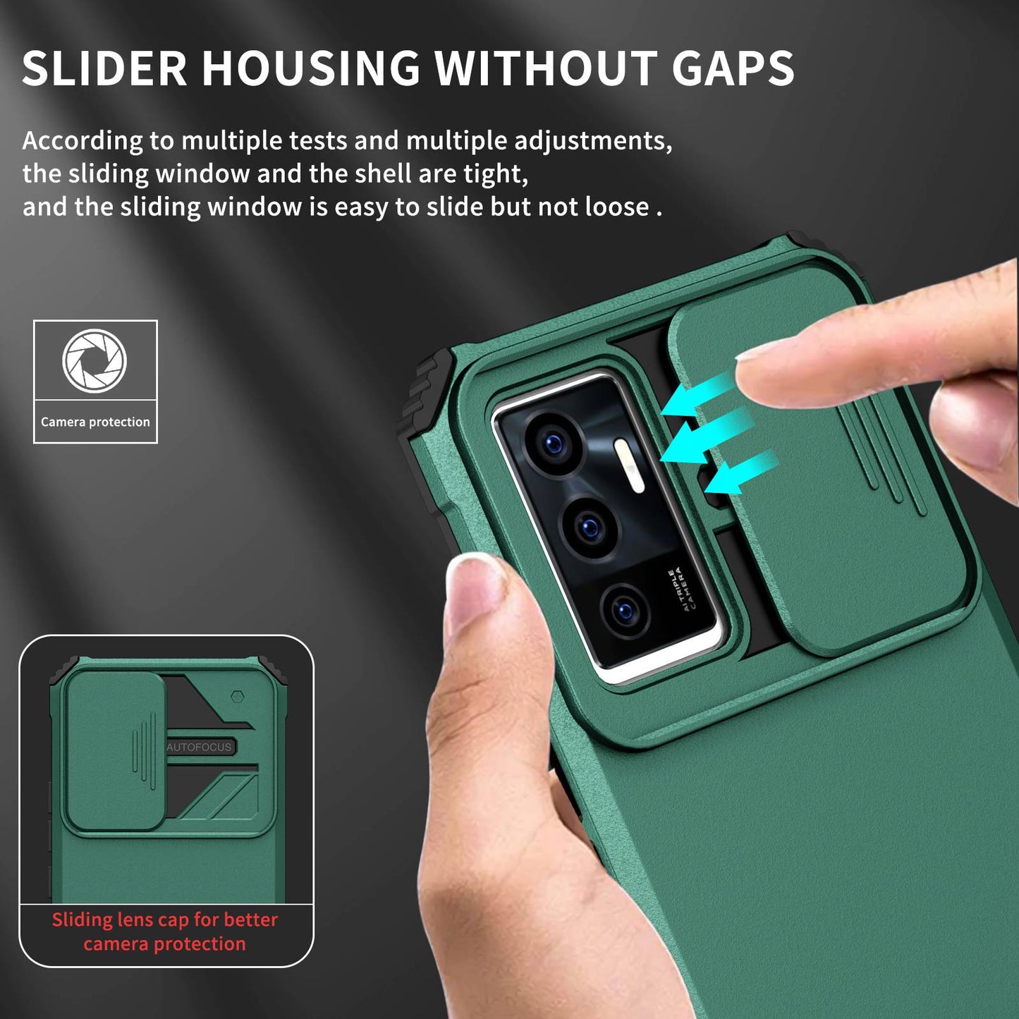 Protective Phone Case for vivo V23e 5G/S10e 5G Kickstand PC + TPU Cover with Sliding Camera Protection