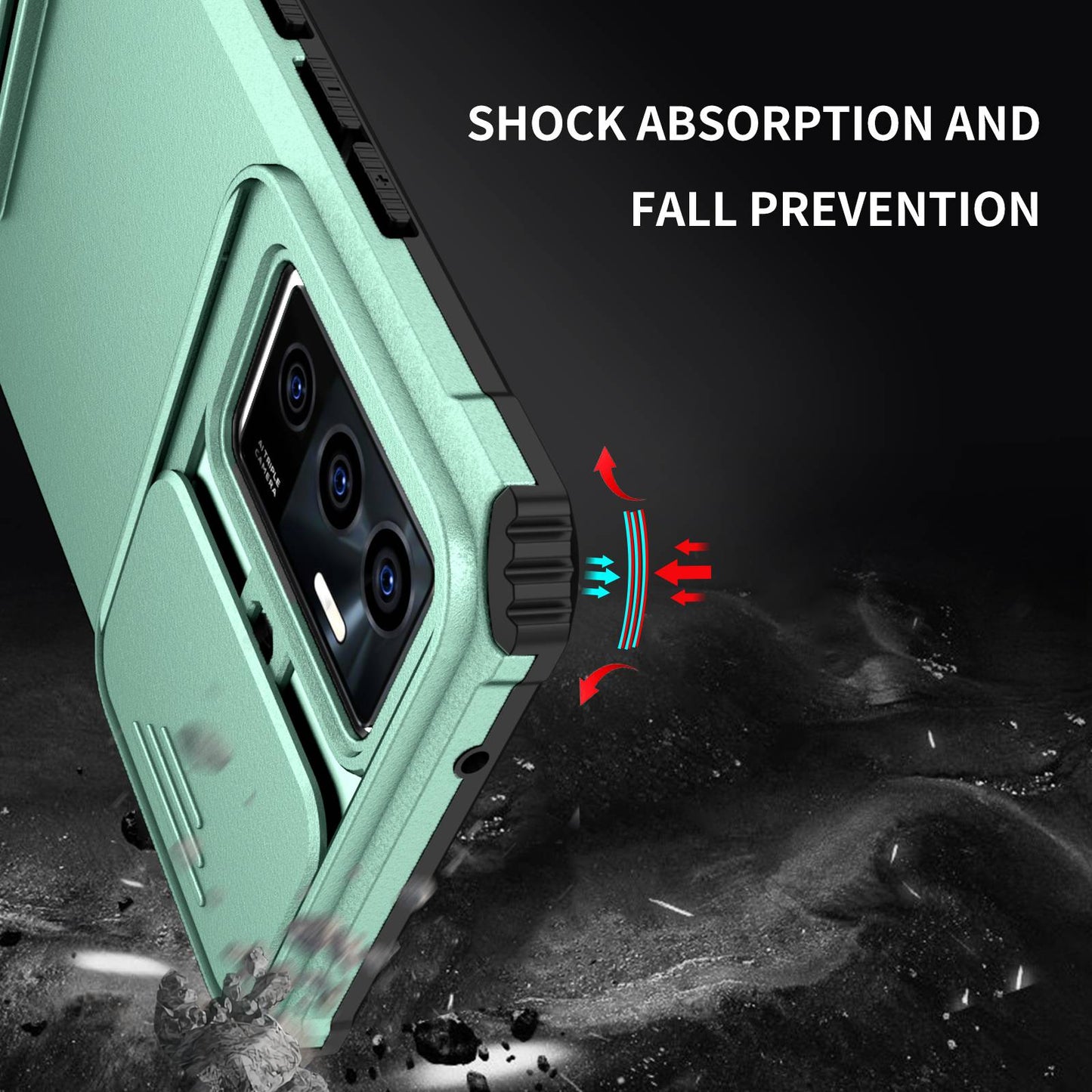 Protective Phone Case for vivo V23e 5G/S10e 5G Kickstand PC + TPU Cover with Sliding Camera Protection