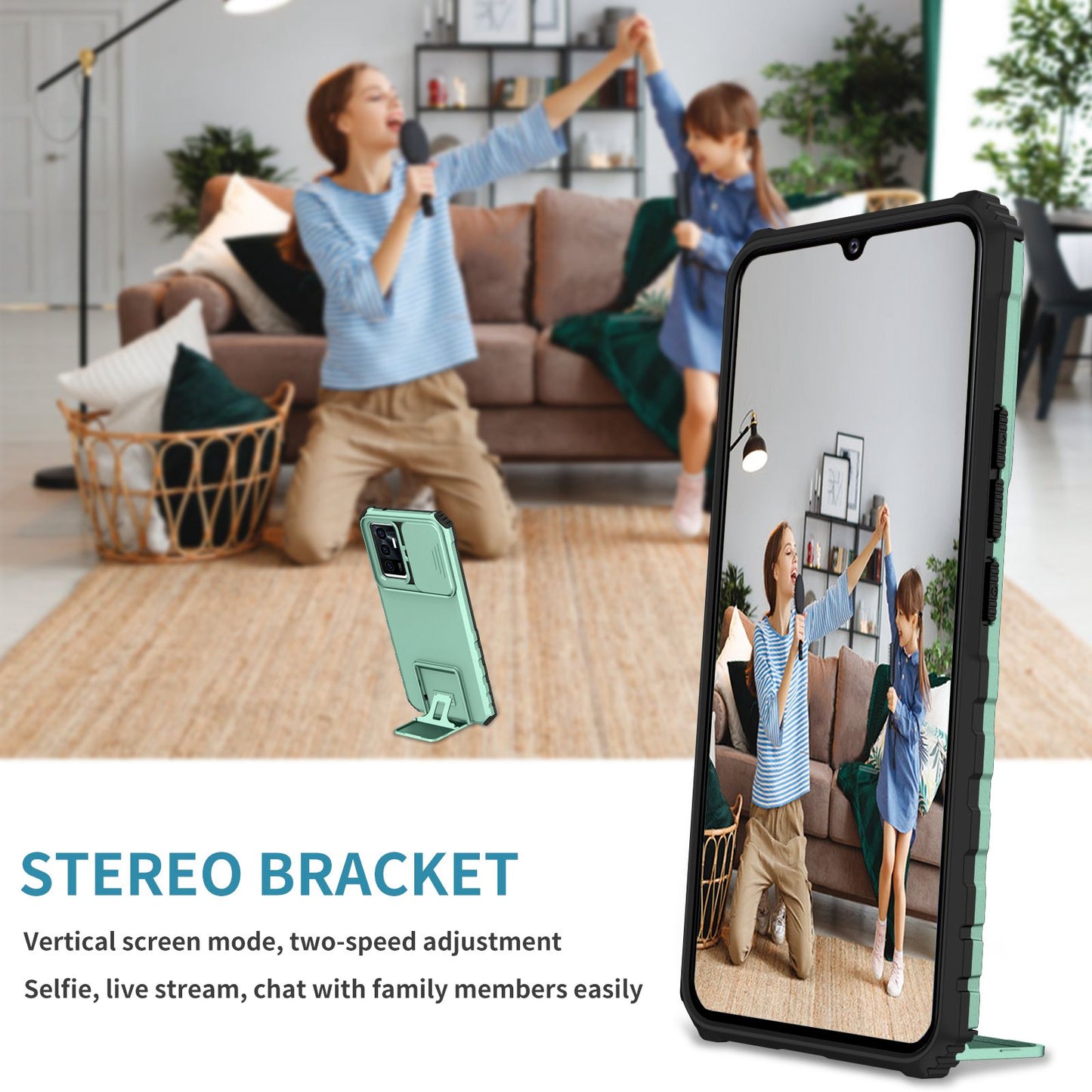 Protective Phone Case for vivo V23e 5G/S10e 5G Kickstand PC + TPU Cover with Sliding Camera Protection