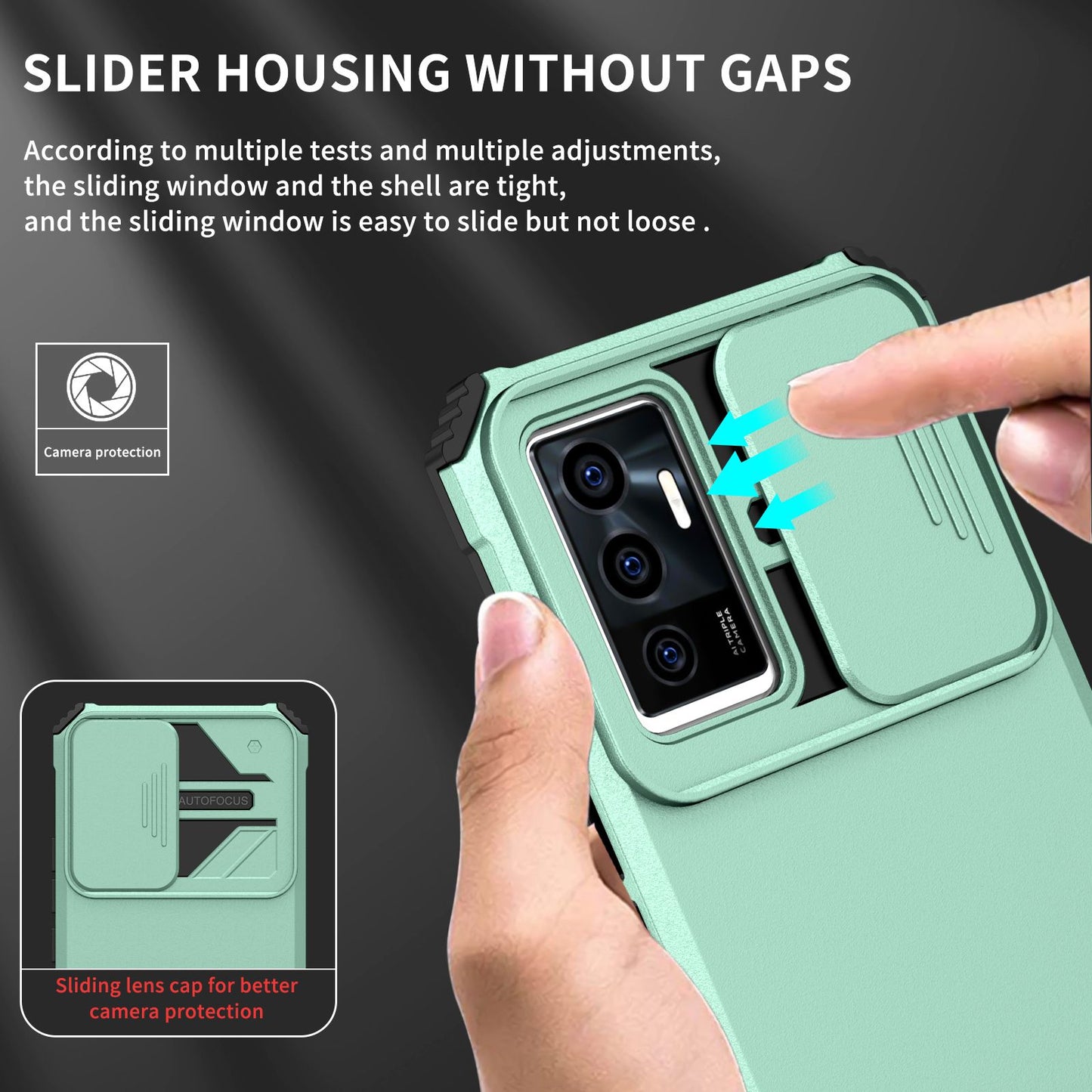 Protective Phone Case for vivo V23e 5G/S10e 5G Kickstand PC + TPU Cover with Sliding Camera Protection