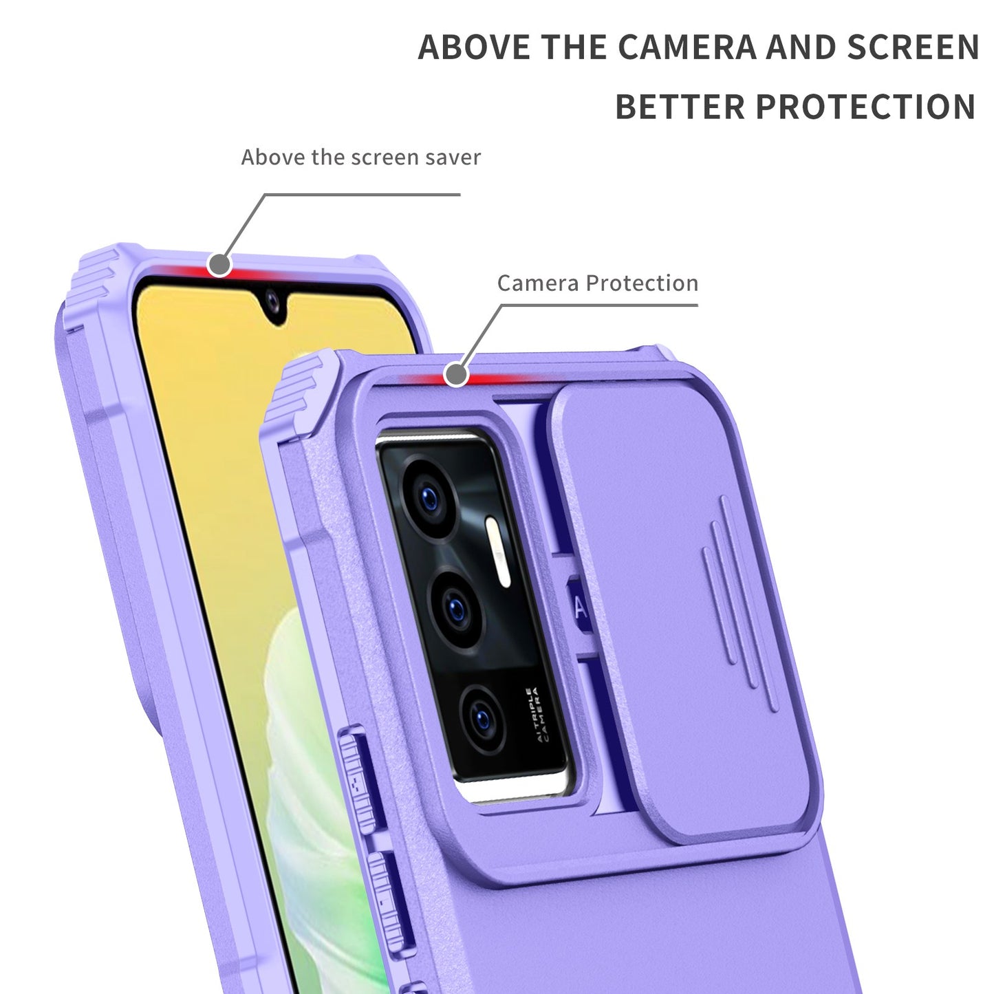 Protective Phone Case for vivo V23e 5G/S10e 5G Kickstand PC + TPU Cover with Sliding Camera Protection