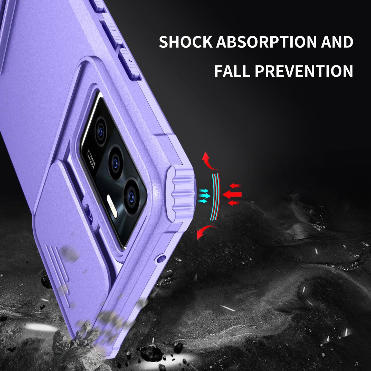 Protective Phone Case for vivo V23e 5G/S10e 5G Kickstand PC + TPU Cover with Sliding Camera Protection