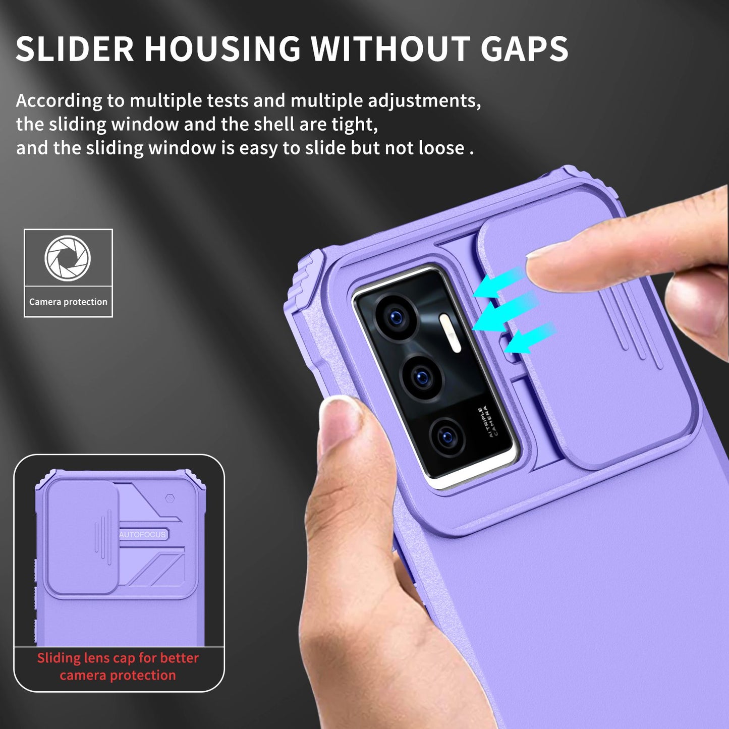 Protective Phone Case for vivo V23e 5G/S10e 5G Kickstand PC + TPU Cover with Sliding Camera Protection