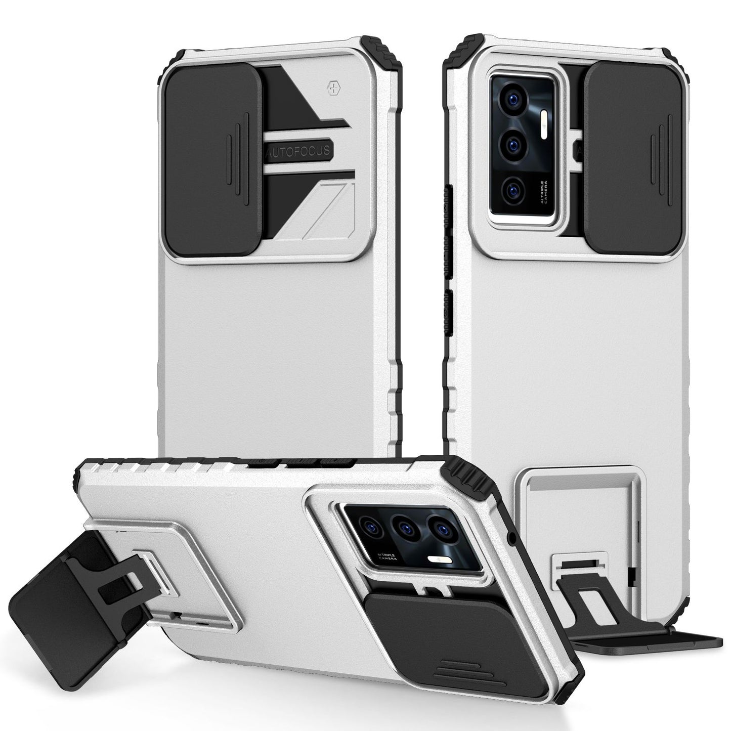 Protective Phone Case for vivo V23e 5G/S10e 5G Kickstand PC + TPU Cover with Sliding Camera Protection