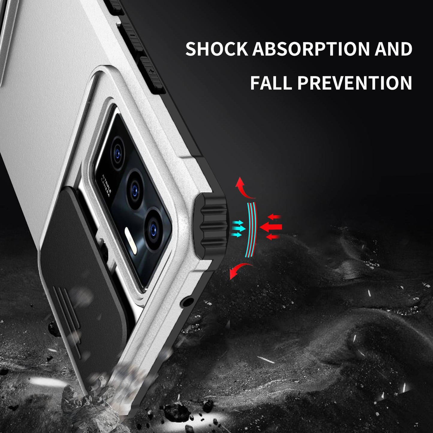 Protective Phone Case for vivo V23e 5G/S10e 5G Kickstand PC + TPU Cover with Sliding Camera Protection
