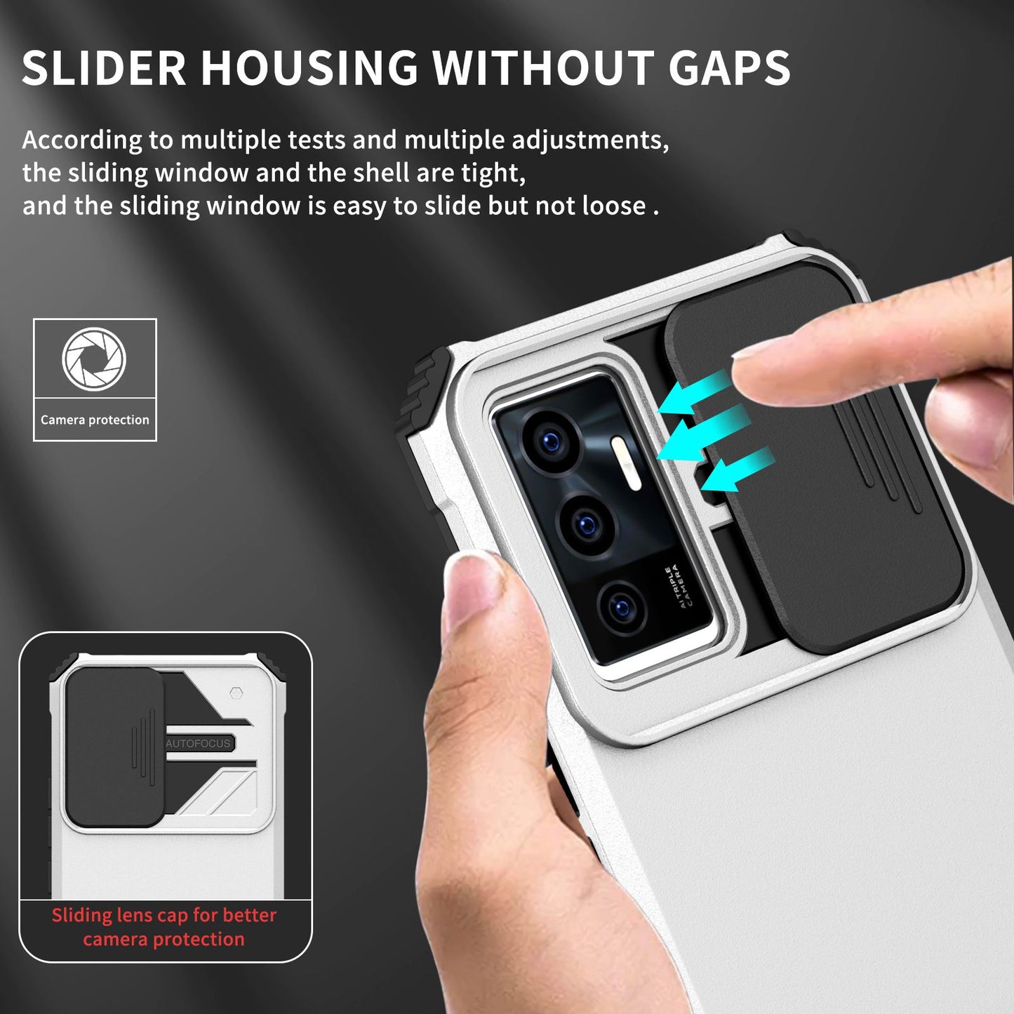 Protective Phone Case for vivo V23e 5G/S10e 5G Kickstand PC + TPU Cover with Sliding Camera Protection