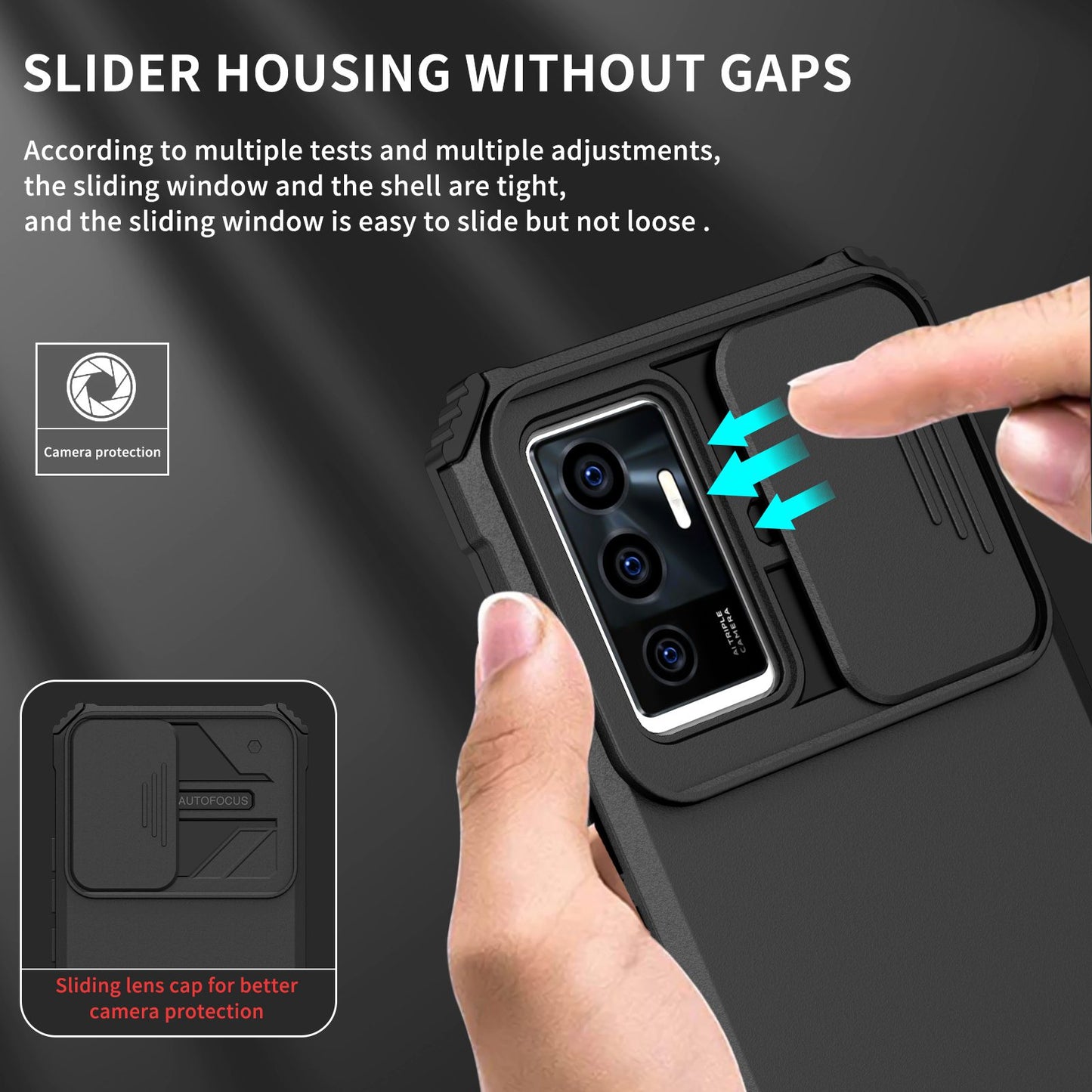 Protective Phone Case for vivo V23e 5G/S10e 5G Kickstand PC + TPU Cover with Sliding Camera Protection