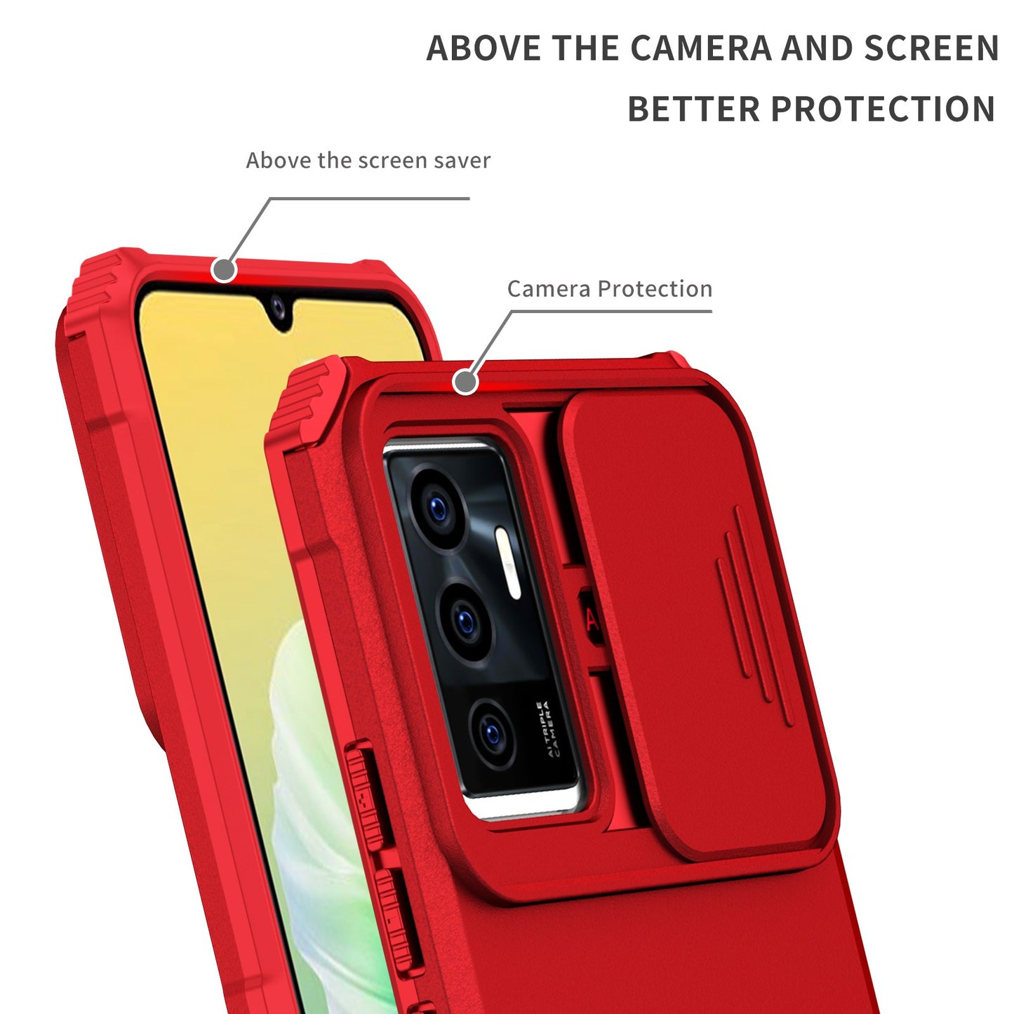 Protective Phone Case for vivo V23e 5G/S10e 5G Kickstand PC + TPU Cover with Sliding Camera Protection