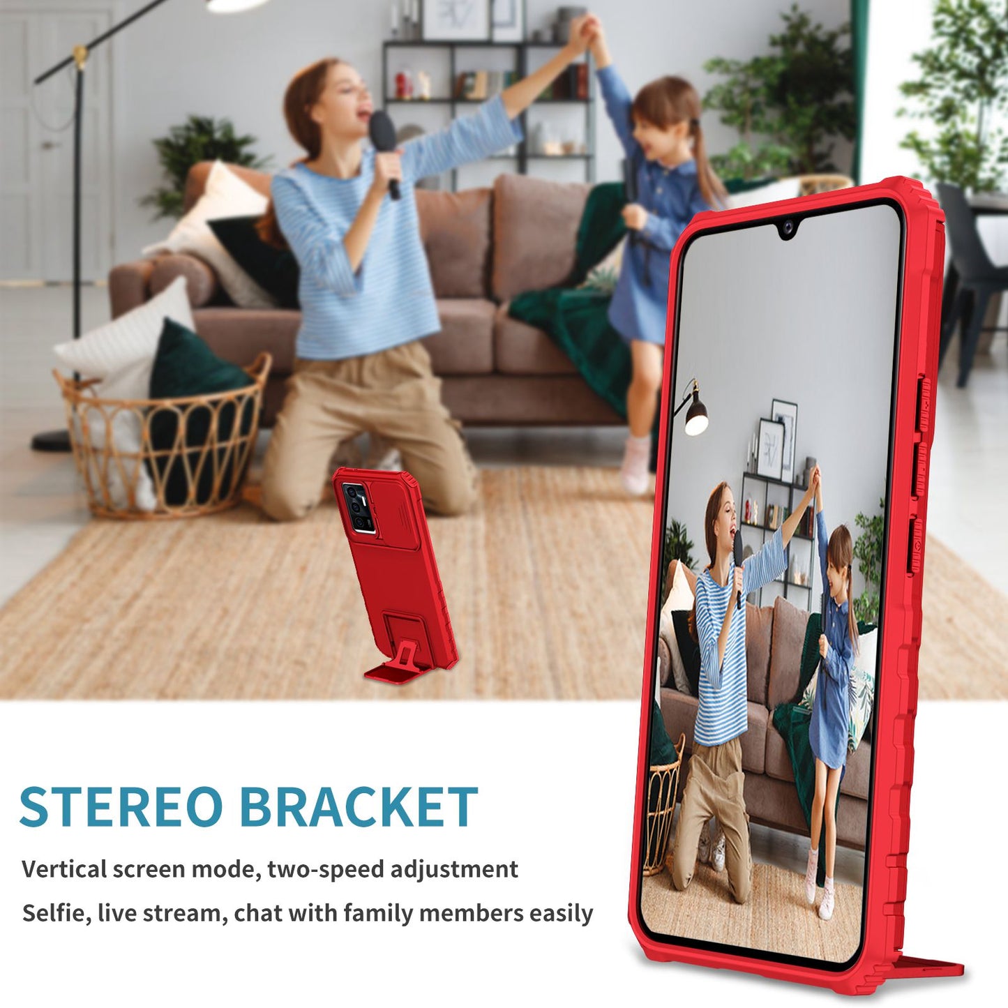 Protective Phone Case for vivo V23e 5G/S10e 5G Kickstand PC + TPU Cover with Sliding Camera Protection