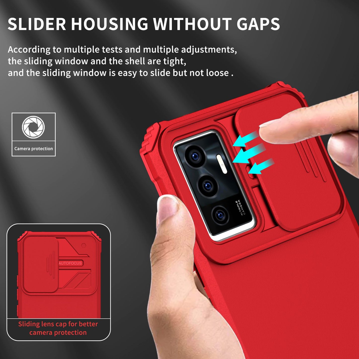 Protective Phone Case for vivo V23e 5G/S10e 5G Kickstand PC + TPU Cover with Sliding Camera Protection