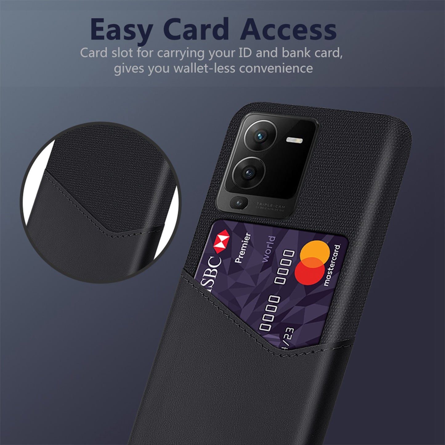 For vivo S15 Pro 5G Shock-resistant Cloth Texture Card Holder Phone Case PU Leather Coated PC Protective Cover