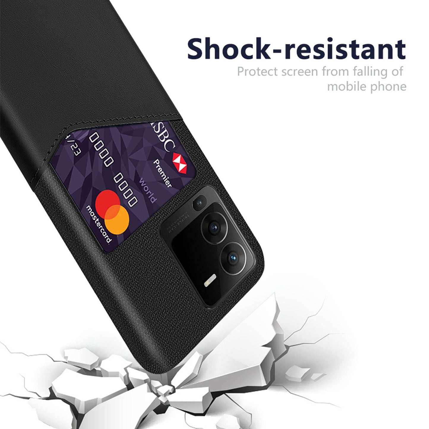 For vivo S15 Pro 5G Shock-resistant Cloth Texture Card Holder Phone Case PU Leather Coated PC Protective Cover