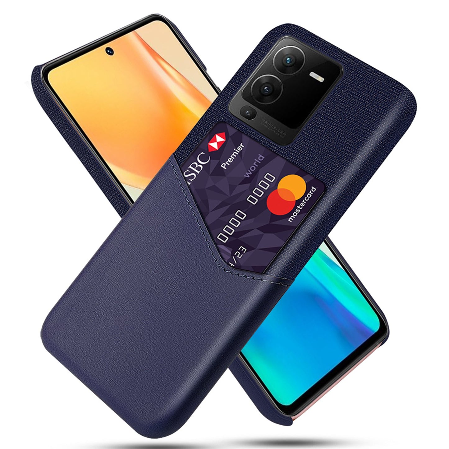 For vivo S15 Pro 5G Shock-resistant Cloth Texture Card Holder Phone Case PU Leather Coated PC Protective Cover