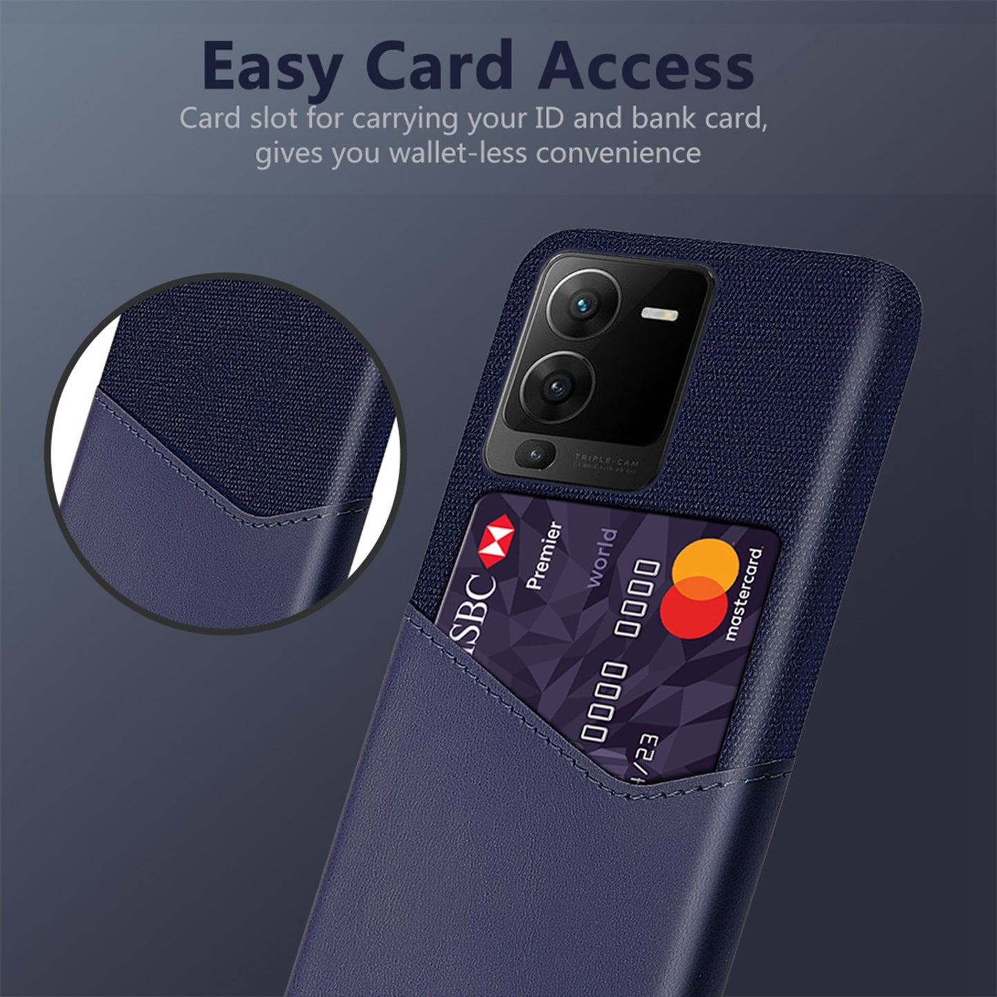 For vivo S15 Pro 5G Shock-resistant Cloth Texture Card Holder Phone Case PU Leather Coated PC Protective Cover