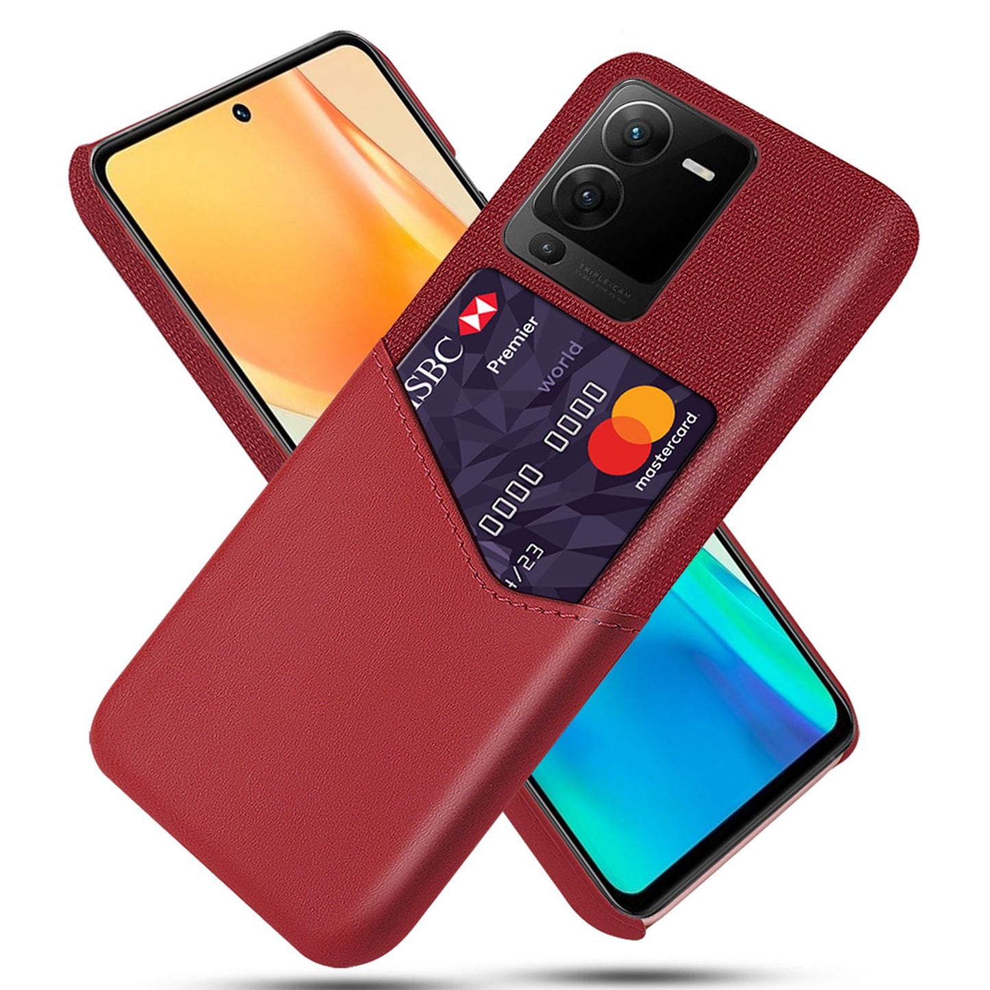 For vivo S15 Pro 5G Shock-resistant Cloth Texture Card Holder Phone Case PU Leather Coated PC Protective Cover