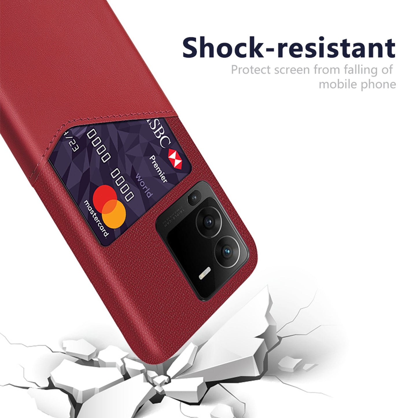 For vivo S15 Pro 5G Shock-resistant Cloth Texture Card Holder Phone Case PU Leather Coated PC Protective Cover