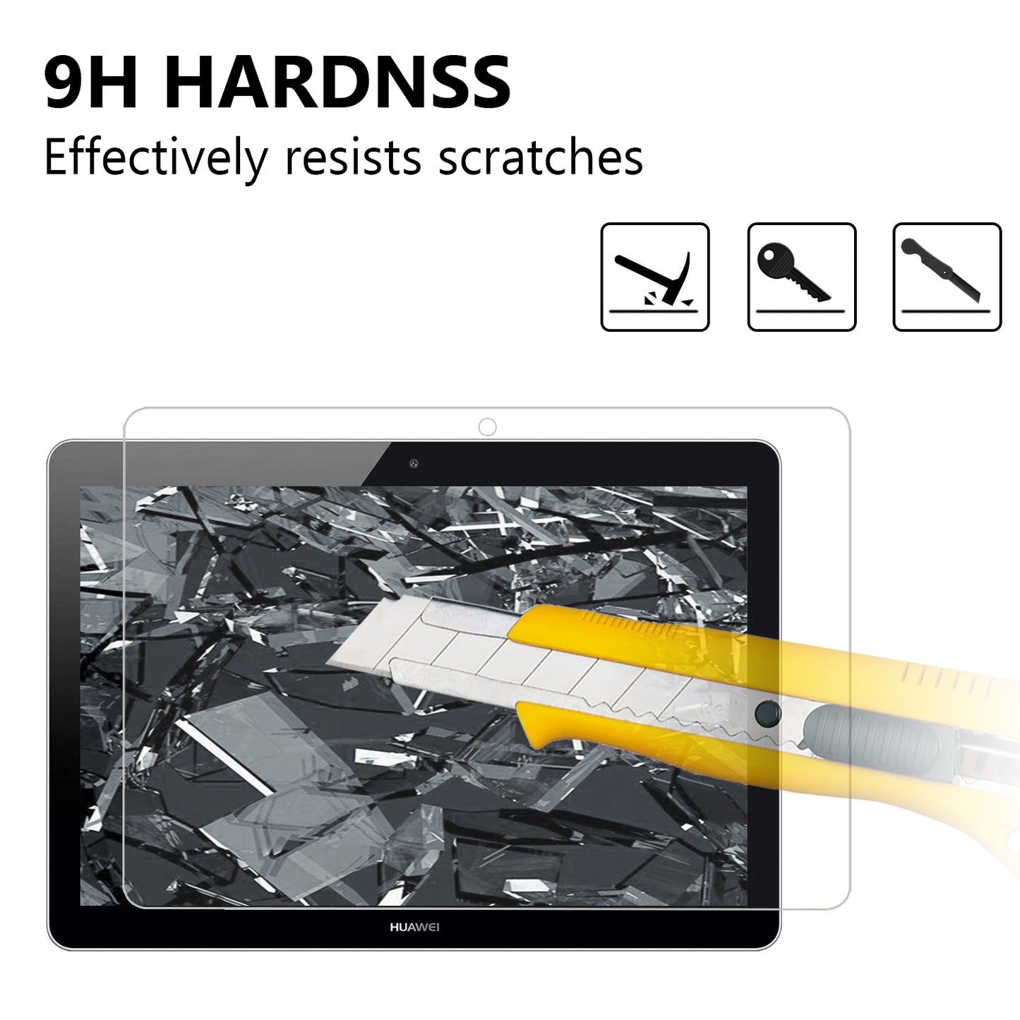 For Huawei MediaPad T3 10 0.25mm Arc Edge 9H Full Screen Covering Shockproof Tempered Glass Guard Film