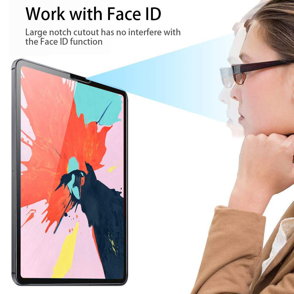 0.3mm Screen Protector for iPad Pro 12.9 (2020), 2.5D Edge Tempered Glass HD Anti-Scratch Film, Support Face Unlock