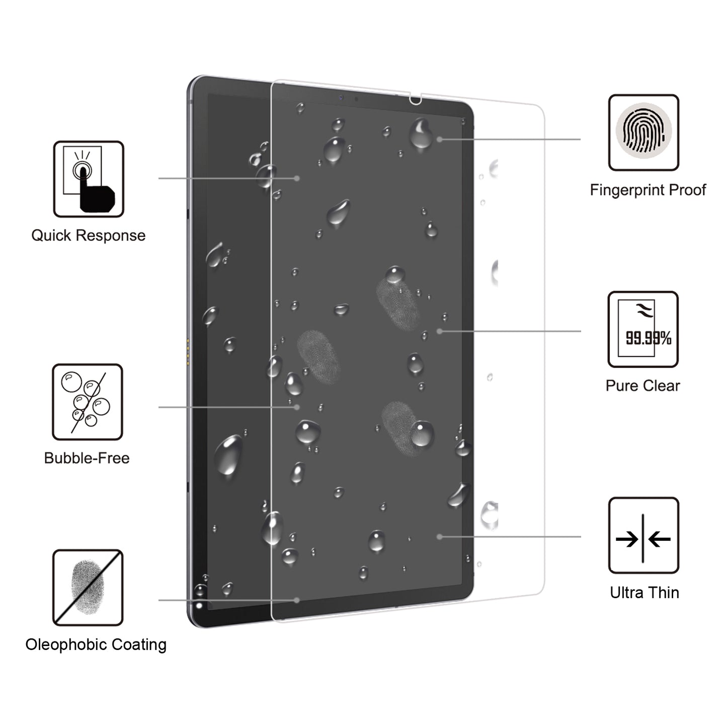 Ultra Clear Arc Edge Premium Tempered Glass Full Screen Film for Samsung Galaxy Tab S6 Lite/S6 Lite (2022)