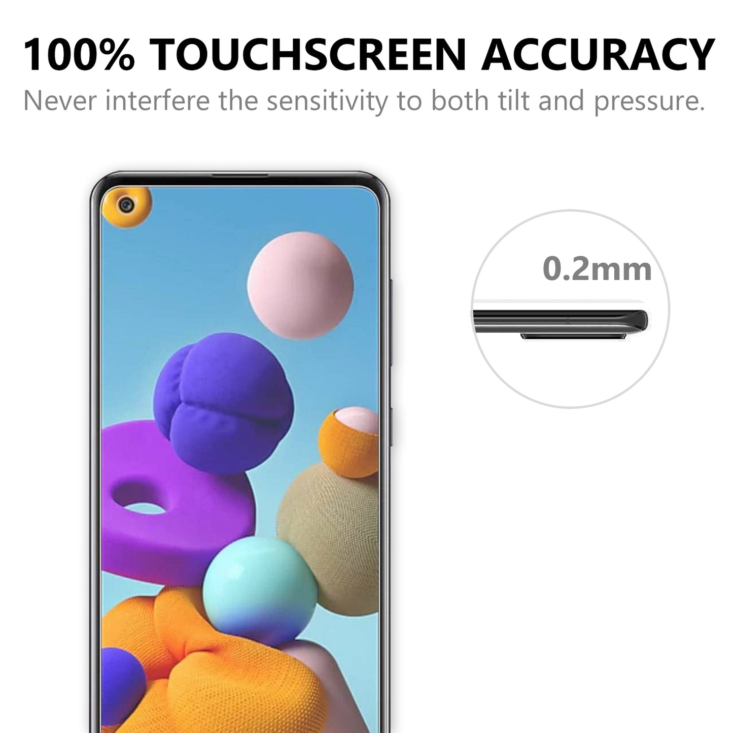2.5D 9H Arc Edge Tempered Glass Film for Samsung Galaxy A21s