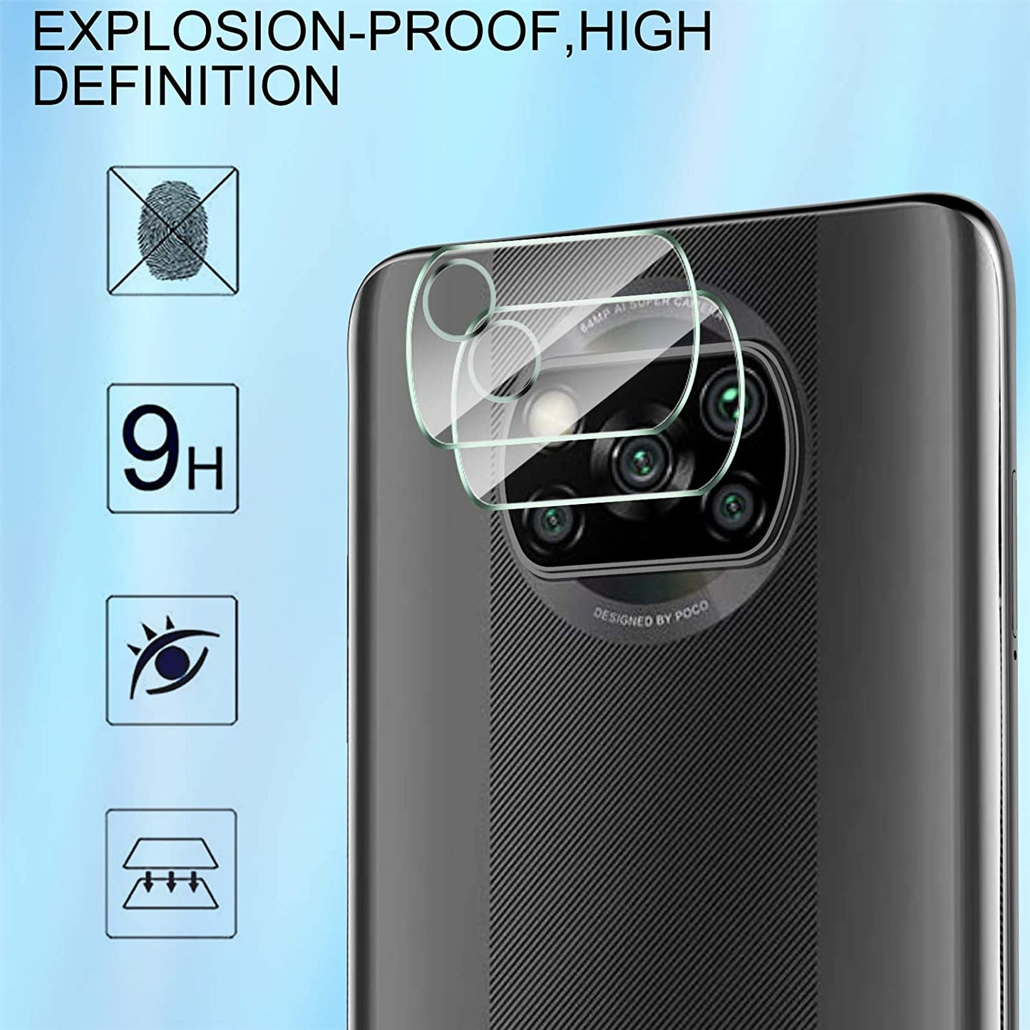 2.5D 9H Arc Edge Tempered Glass Screen Protector with Camera Lens Film for Xiaomi Poco X3 NFC