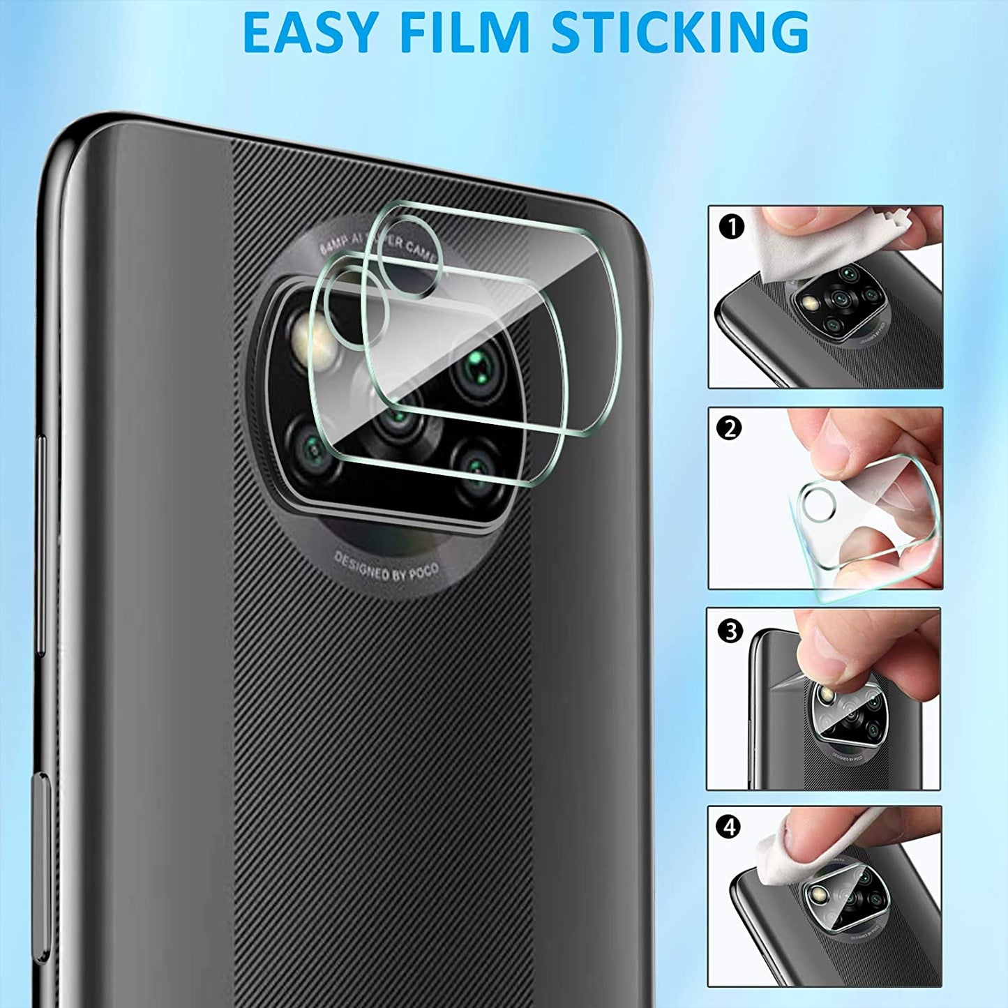 2.5D 9H Arc Edge Tempered Glass Screen Protector with Camera Lens Film for Xiaomi Poco X3 NFC