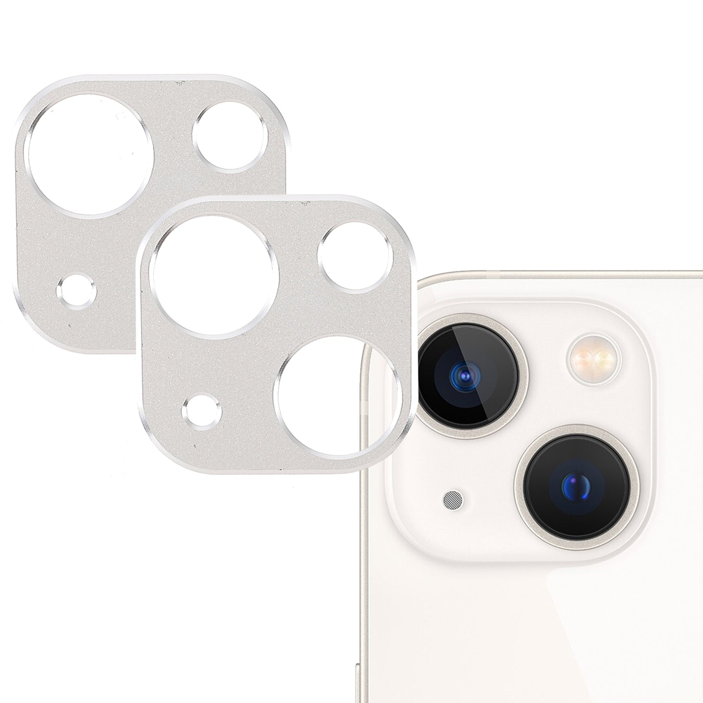 2Pcs/Set Aluminum Alloy Wear-resistant Precise Cutout Durable Camera Lens Protectors for iPhone 13 6.1 inch/13 mini 5.4 inch