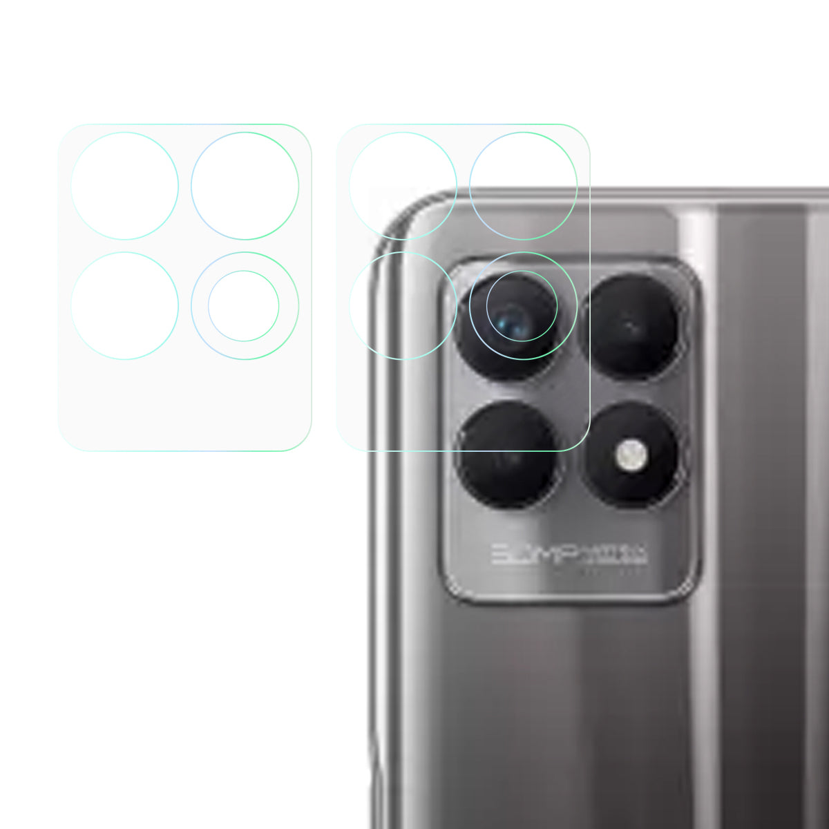 2Pcs/Set 3D Arc Edge HD Camera Lens Protector Precise Cutout Tempered Glass Film for Realme 8i/Narzo 50 4G