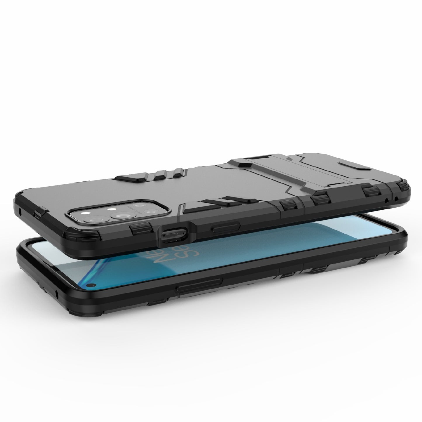 2 in 1 Design Protective PC + TPU Hybrid Phone Cover Case with Kickstand for OnePlus 9R
