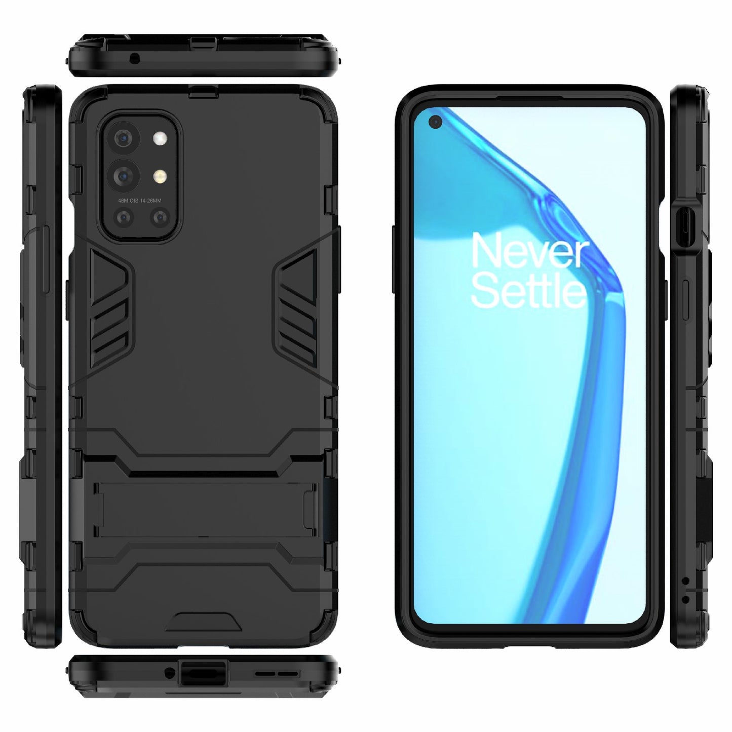 2 in 1 Design Protective PC + TPU Hybrid Phone Cover Case with Kickstand for OnePlus 9R