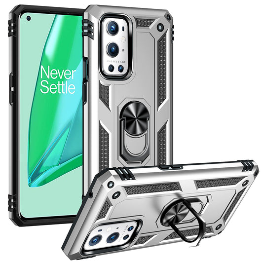 Dual Layer Tank Armor Hybrid Shockproof Soft TPU + Tough PC Back Cover with Kickstand Ring for OnePlus 9 Pro
