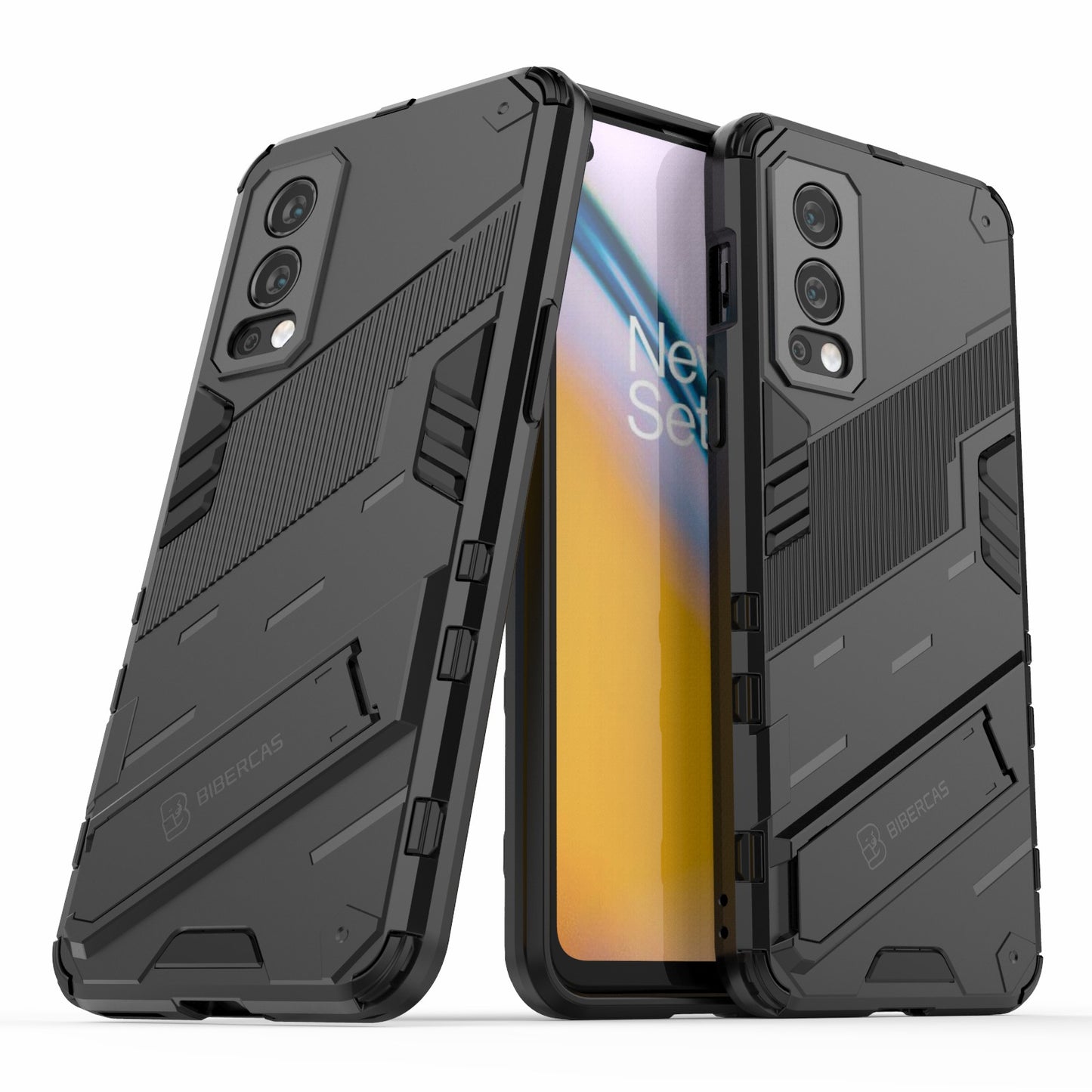 Full-Body Protection Slim Hard PC + Soft TPU Cover with Kickstand for OnePlus Nord 2 5G
