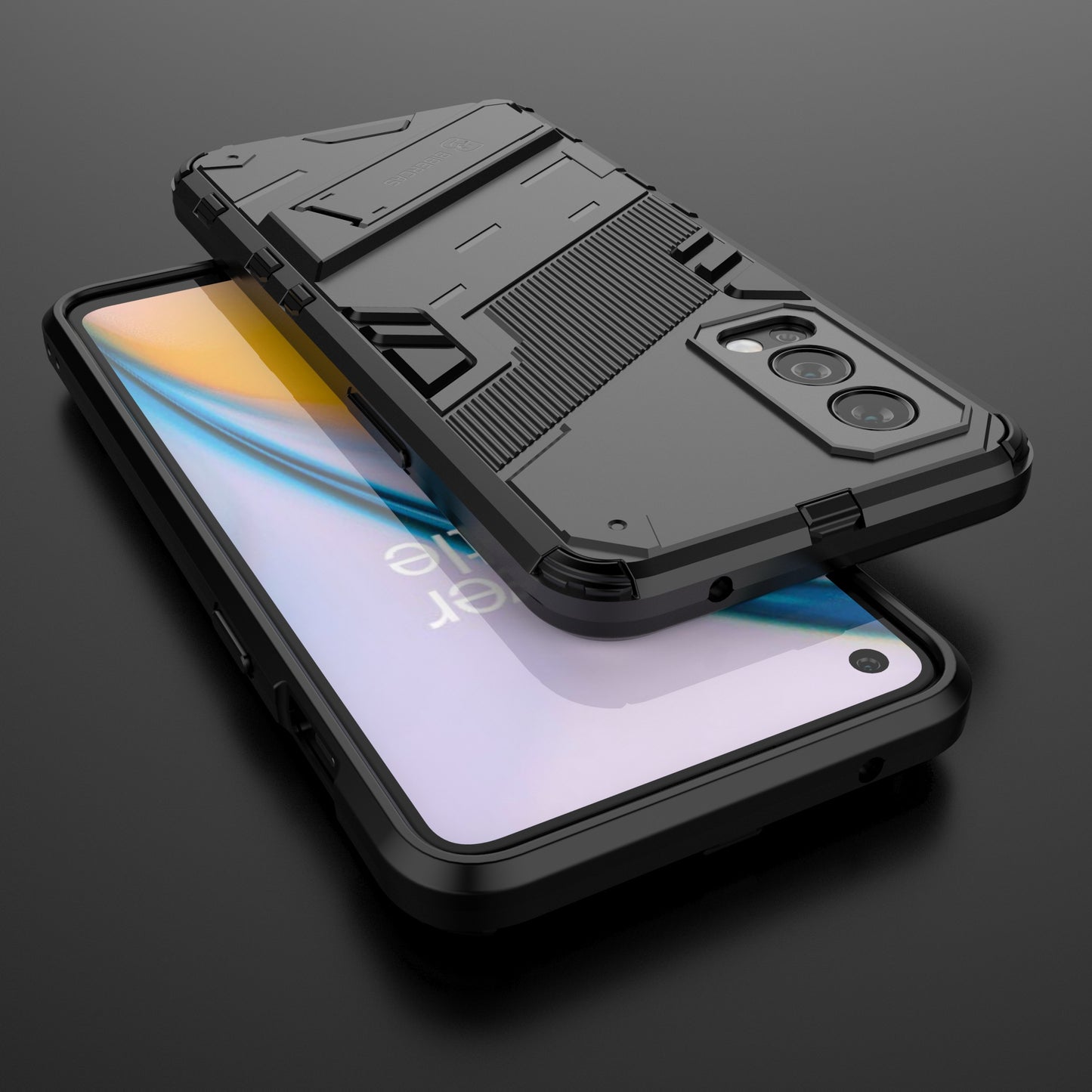 Full-Body Protection Slim Hard PC + Soft TPU Cover with Kickstand for OnePlus Nord 2 5G