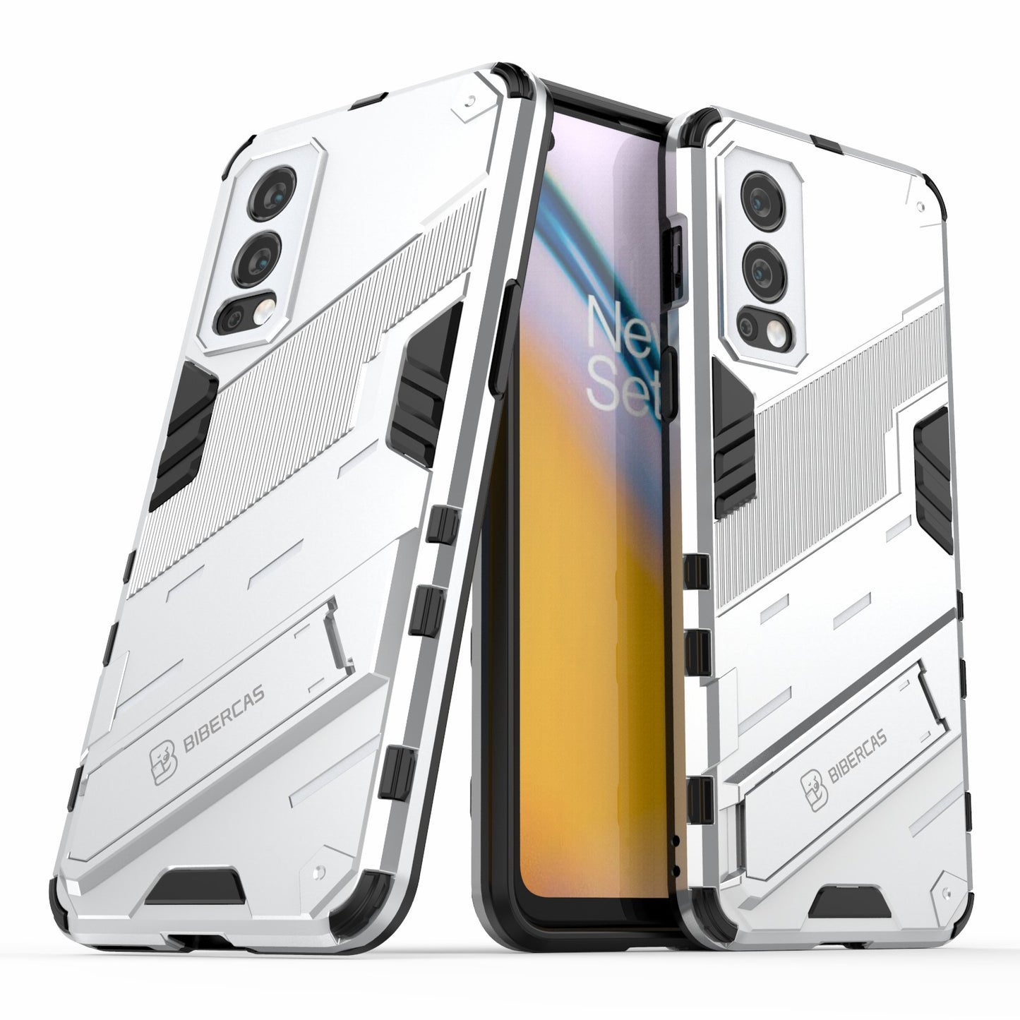 Full-Body Protection Slim Hard PC + Soft TPU Cover with Kickstand for OnePlus Nord 2 5G