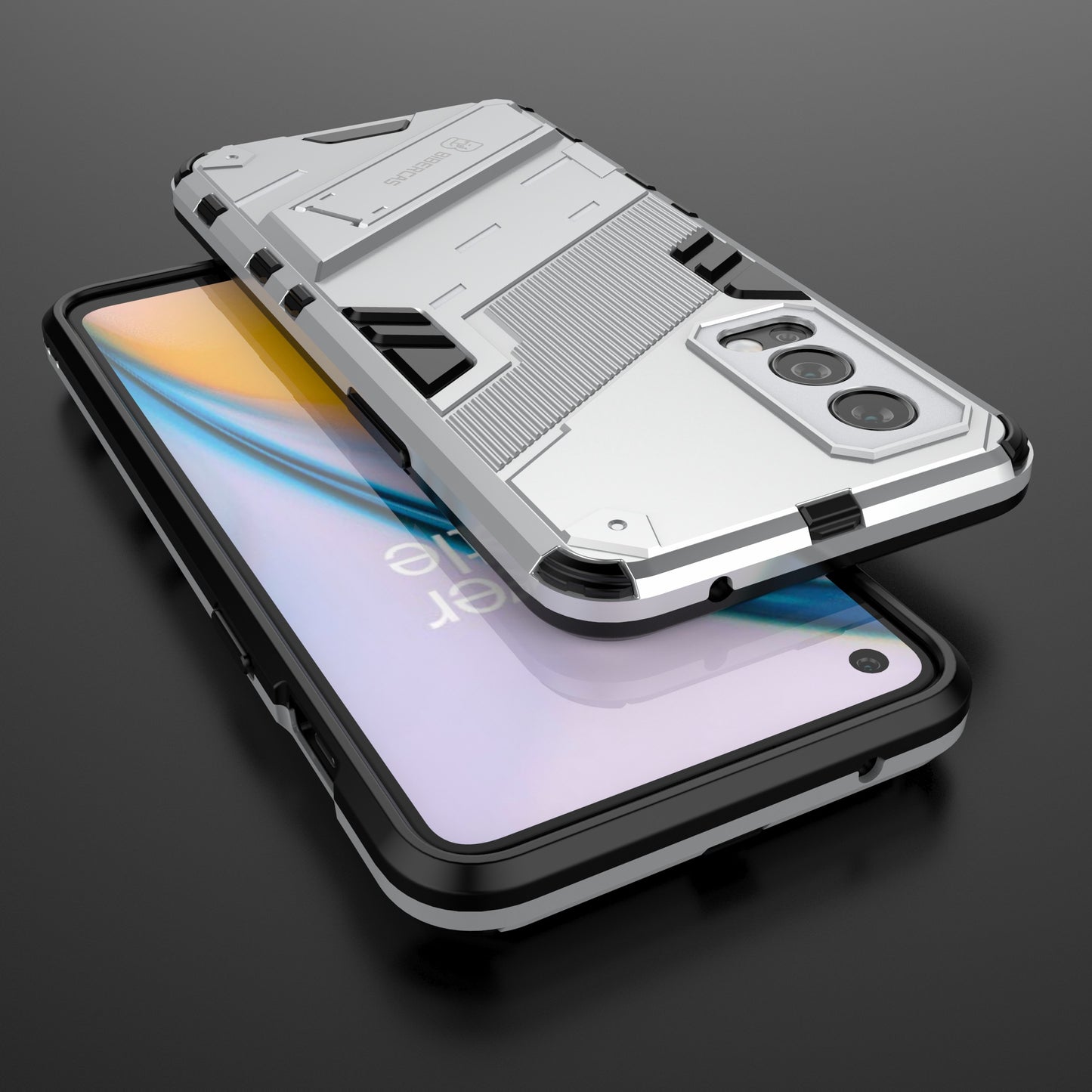 Full-Body Protection Slim Hard PC + Soft TPU Cover with Kickstand for OnePlus Nord 2 5G