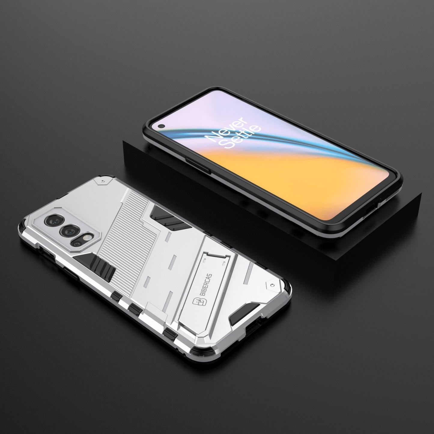 Full-Body Protection Slim Hard PC + Soft TPU Cover with Kickstand for OnePlus Nord 2 5G