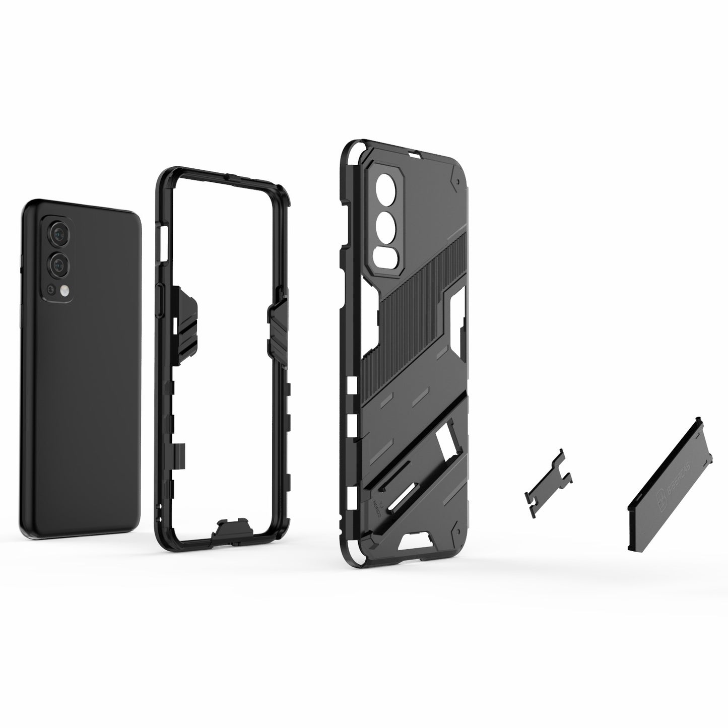 Full-Body Protection Slim Hard PC + Soft TPU Cover with Kickstand for OnePlus Nord 2 5G