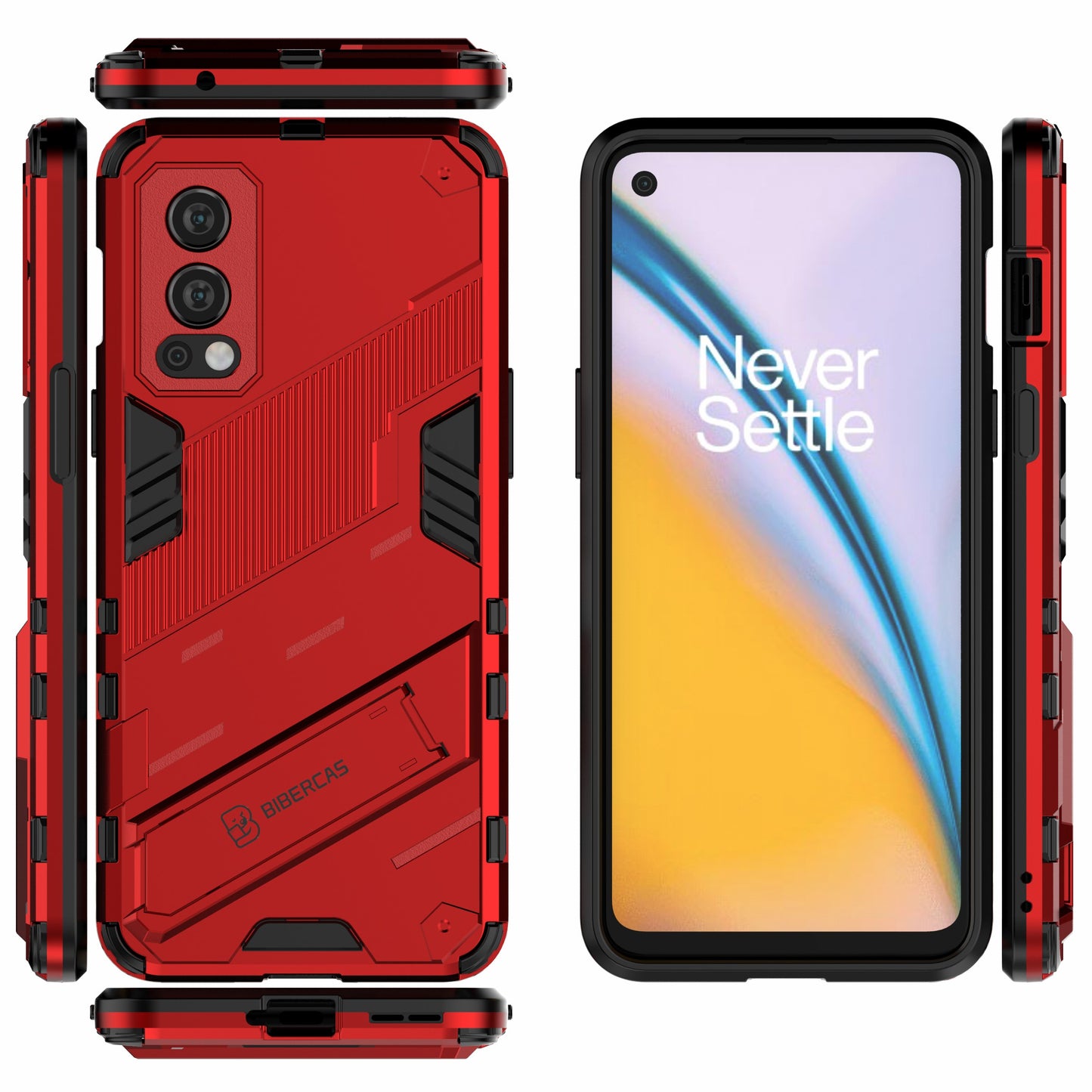 Full-Body Protection Slim Hard PC + Soft TPU Cover with Kickstand for OnePlus Nord 2 5G