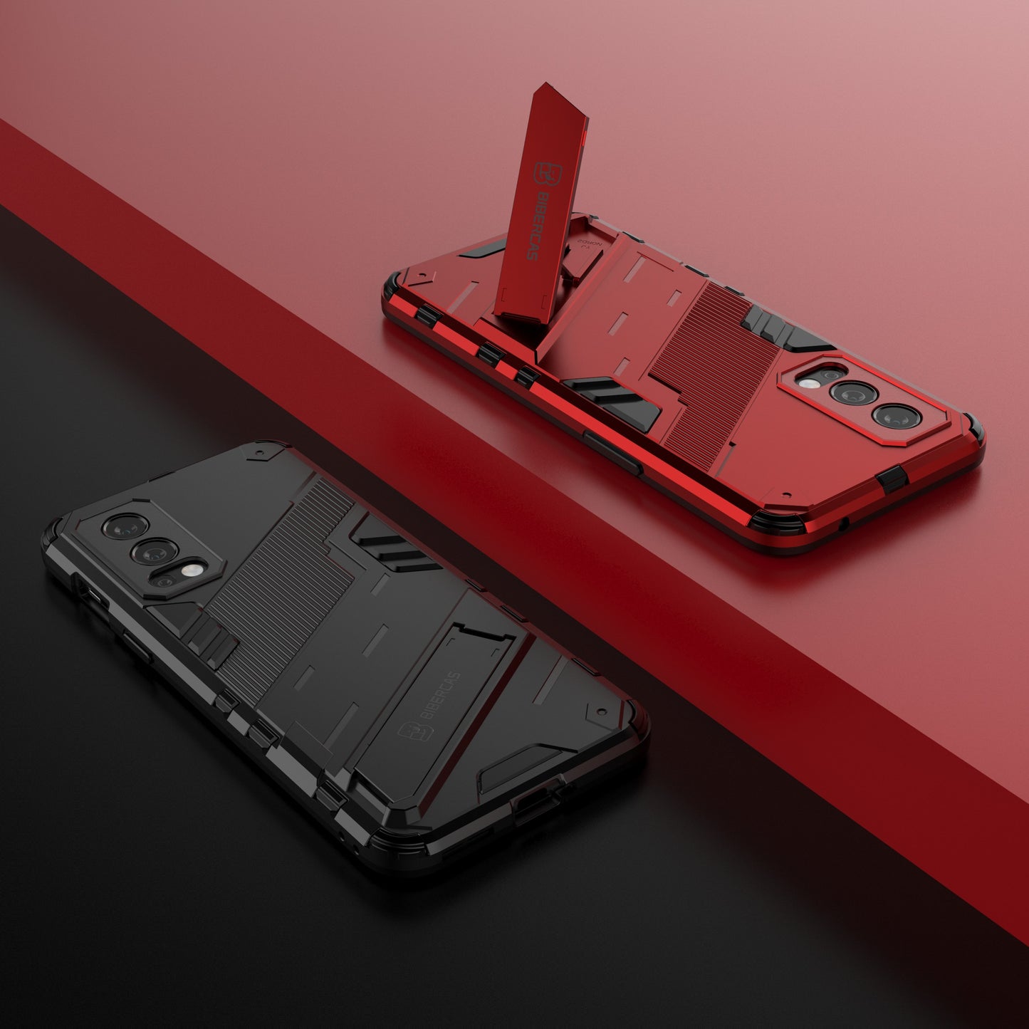 Full-Body Protection Slim Hard PC + Soft TPU Cover with Kickstand for OnePlus Nord 2 5G