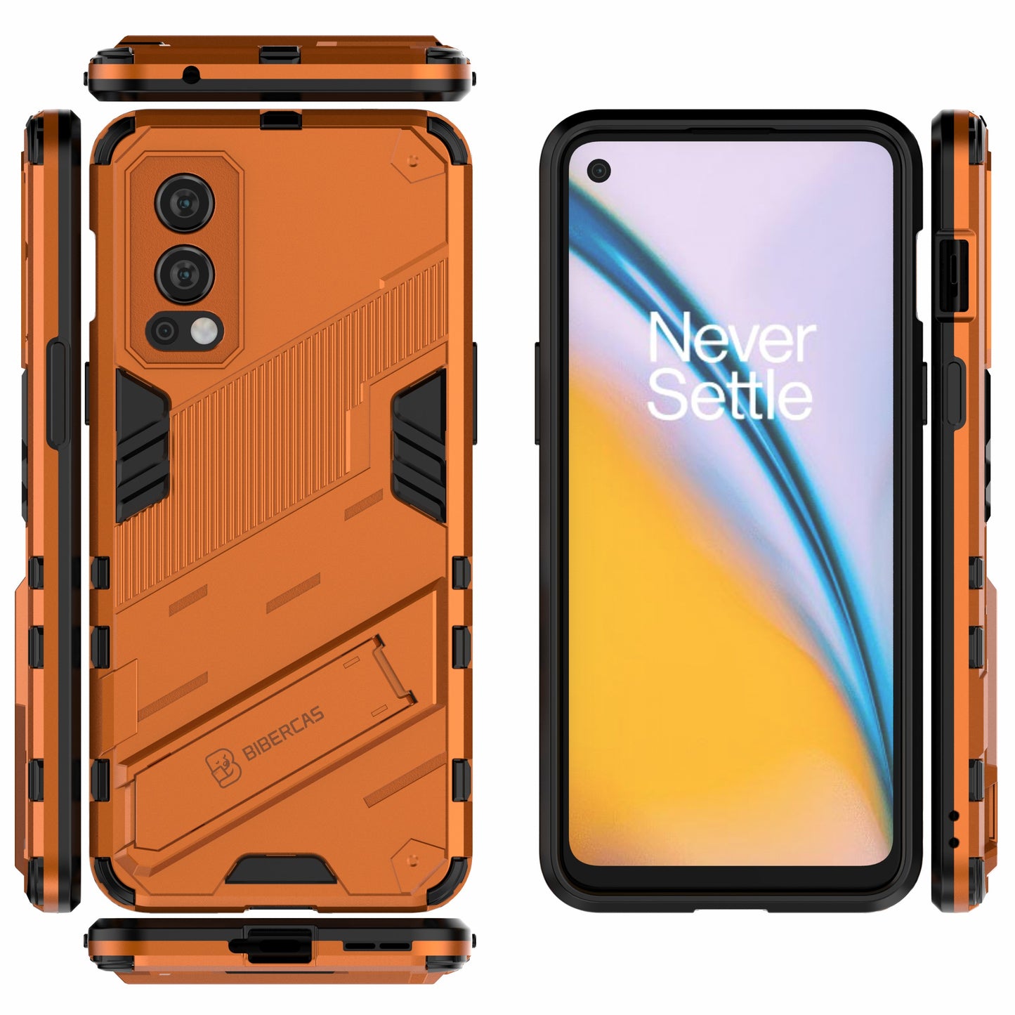 Full-Body Protection Slim Hard PC + Soft TPU Cover with Kickstand for OnePlus Nord 2 5G