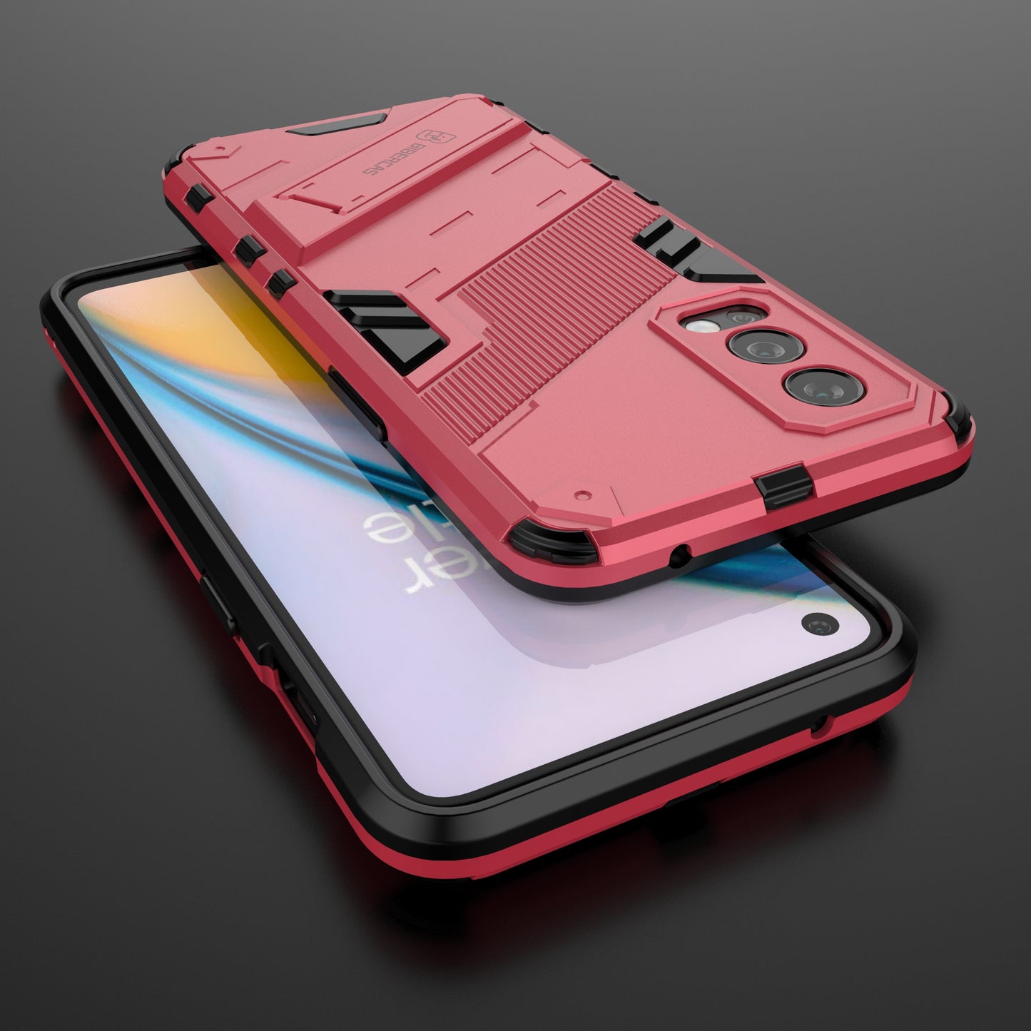 Full-Body Protection Slim Hard PC + Soft TPU Cover with Kickstand for OnePlus Nord 2 5G