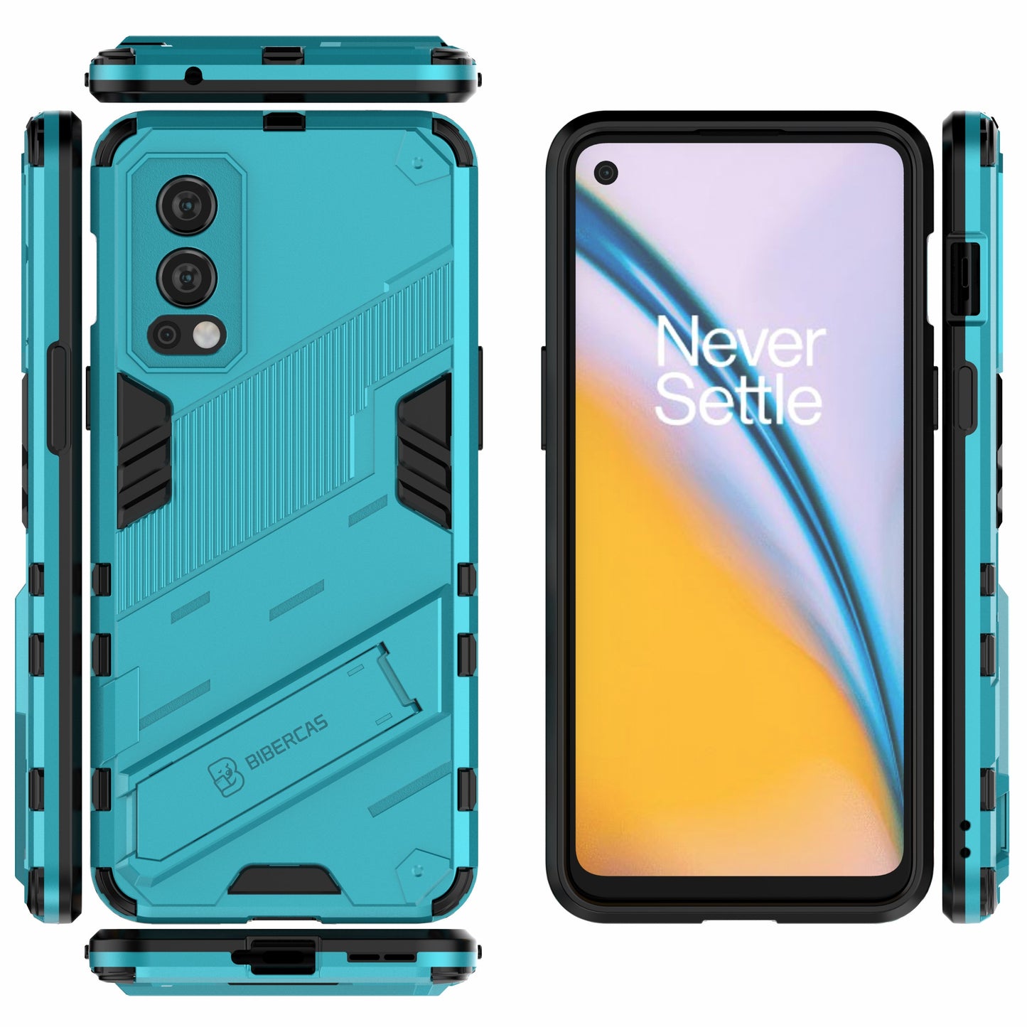 Full-Body Protection Slim Hard PC + Soft TPU Cover with Kickstand for OnePlus Nord 2 5G