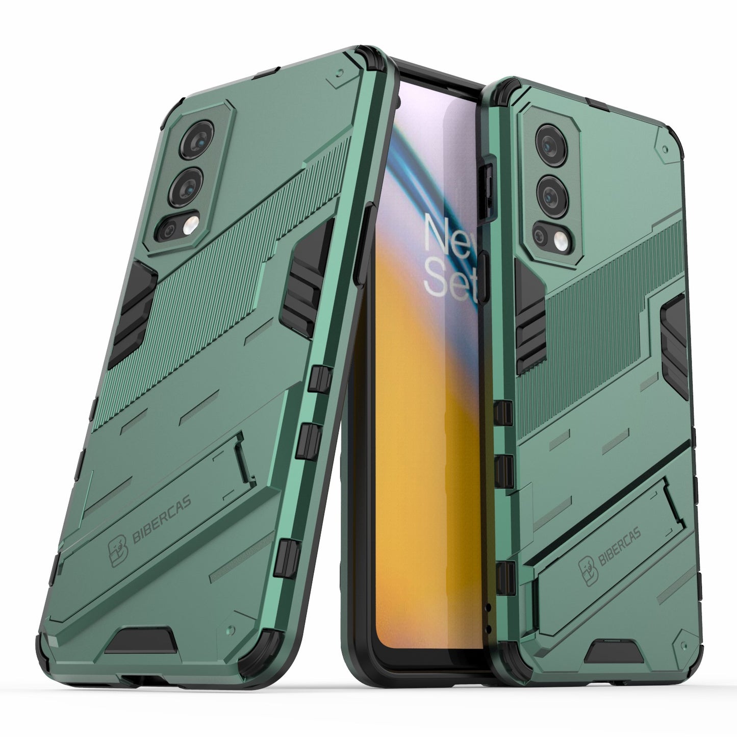 Full-Body Protection Slim Hard PC + Soft TPU Cover with Kickstand for OnePlus Nord 2 5G