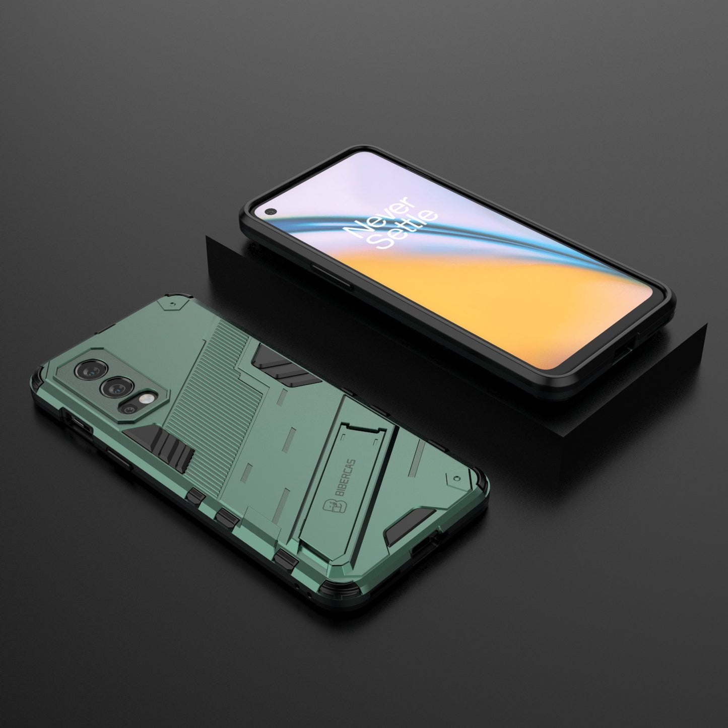 Full-Body Protection Slim Hard PC + Soft TPU Cover with Kickstand for OnePlus Nord 2 5G