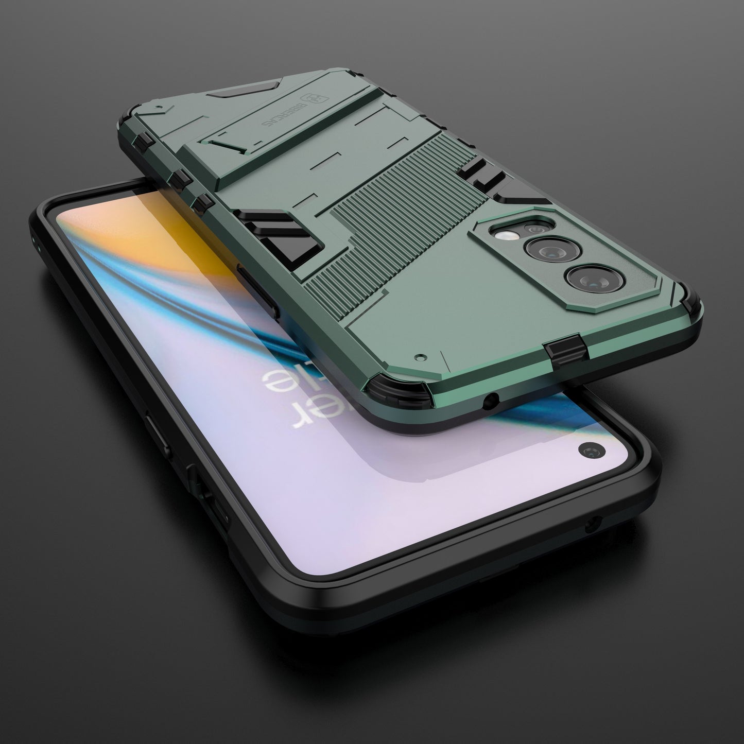 Full-Body Protection Slim Hard PC + Soft TPU Cover with Kickstand for OnePlus Nord 2 5G