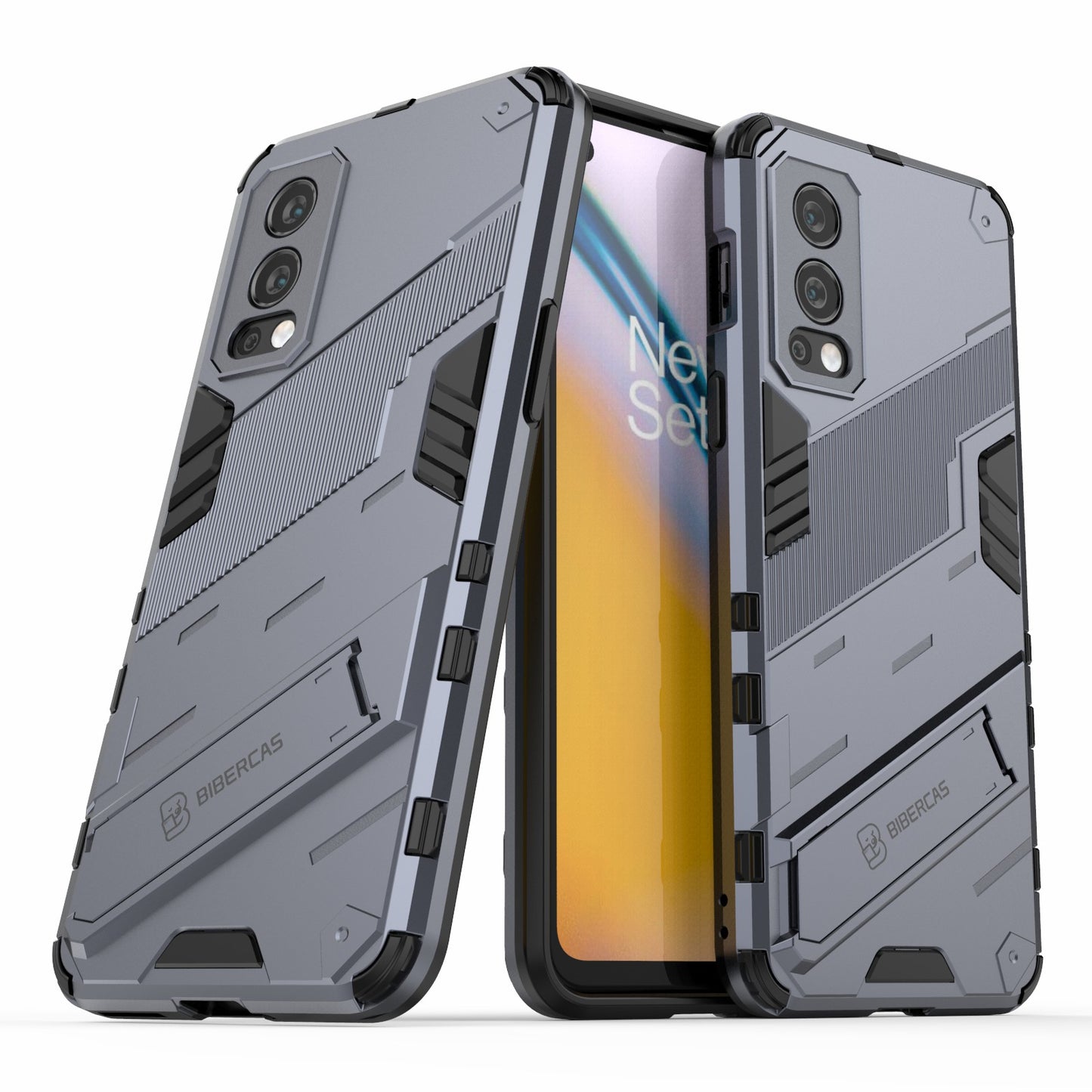Full-Body Protection Slim Hard PC + Soft TPU Cover with Kickstand for OnePlus Nord 2 5G