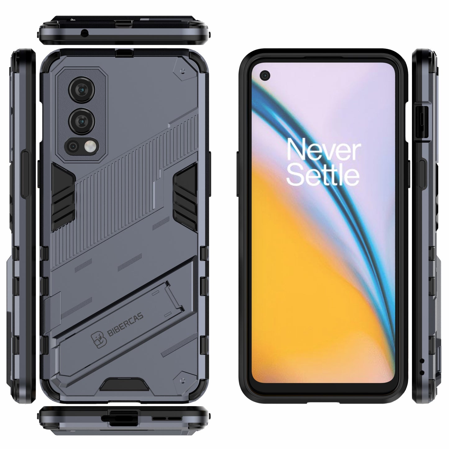 Full-Body Protection Slim Hard PC + Soft TPU Cover with Kickstand for OnePlus Nord 2 5G