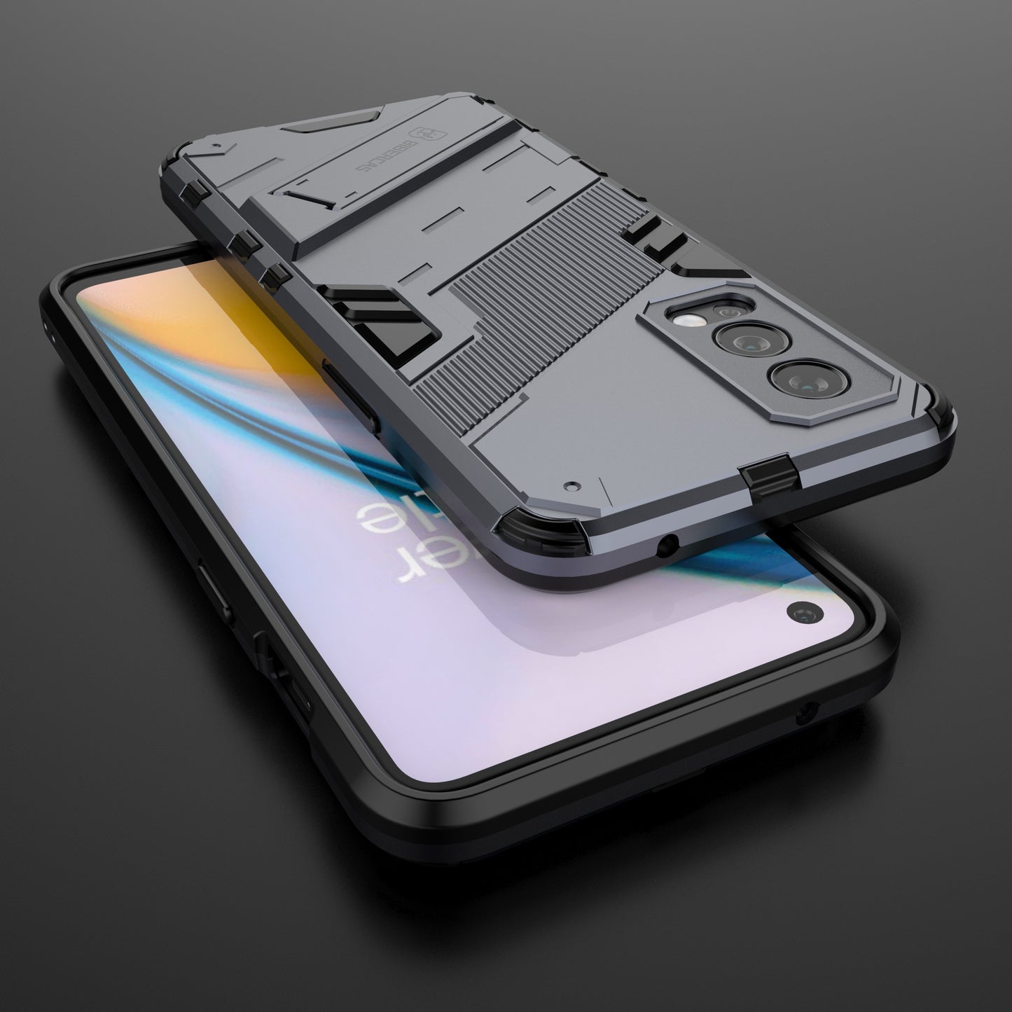 Full-Body Protection Slim Hard PC + Soft TPU Cover with Kickstand for OnePlus Nord 2 5G