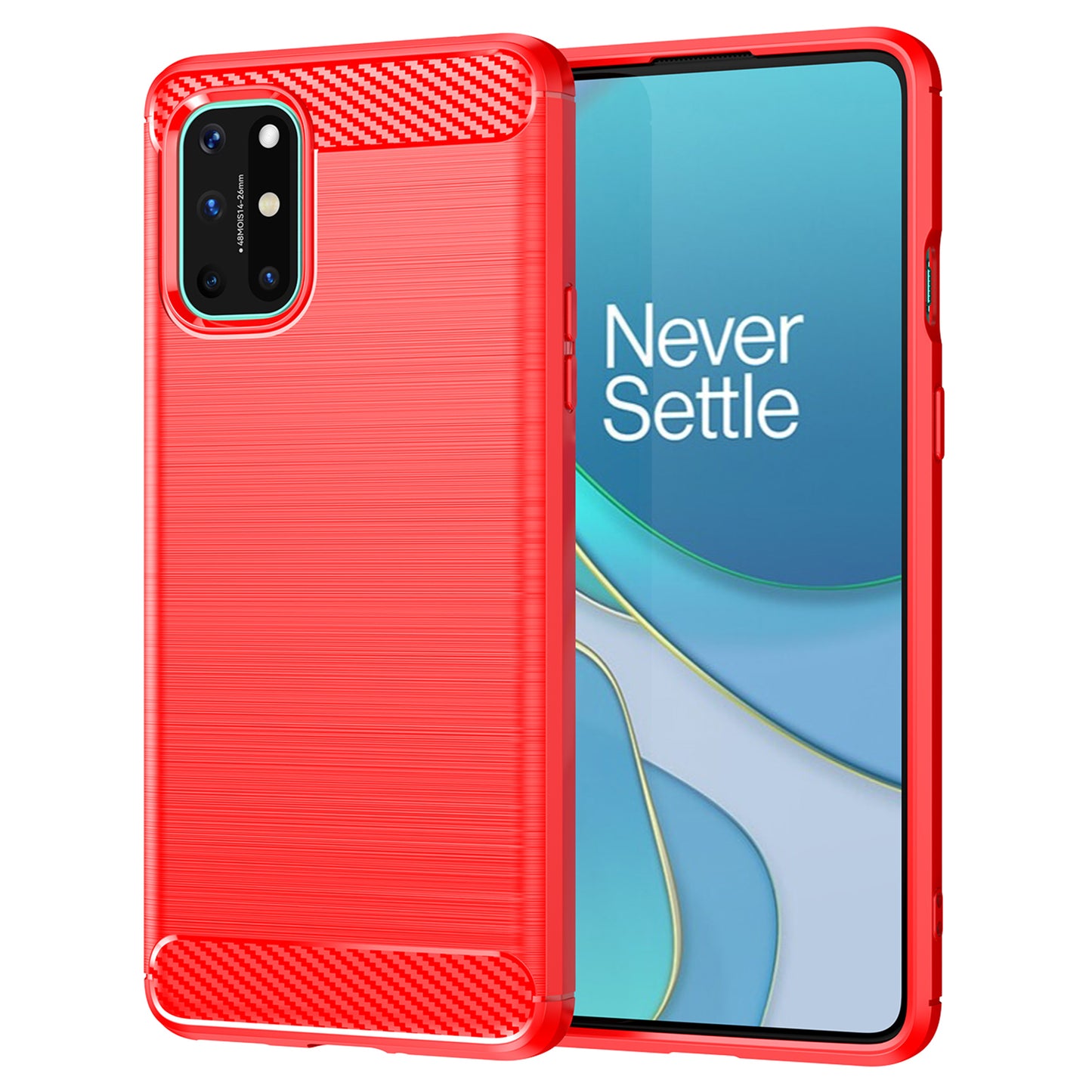 1.8mm Flexible Carbon Fiber Texture TPU Case Ultra Thin Anti-Fall Phone Cover with Brushed Surface for OnePlus 8T