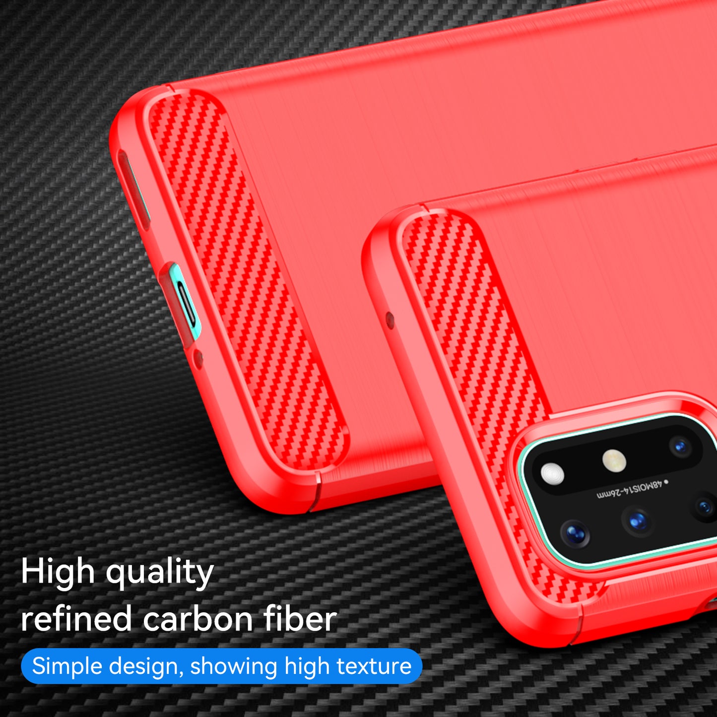 1.8mm Flexible Carbon Fiber Texture TPU Case Ultra Thin Anti-Fall Phone Cover with Brushed Surface for OnePlus 8T